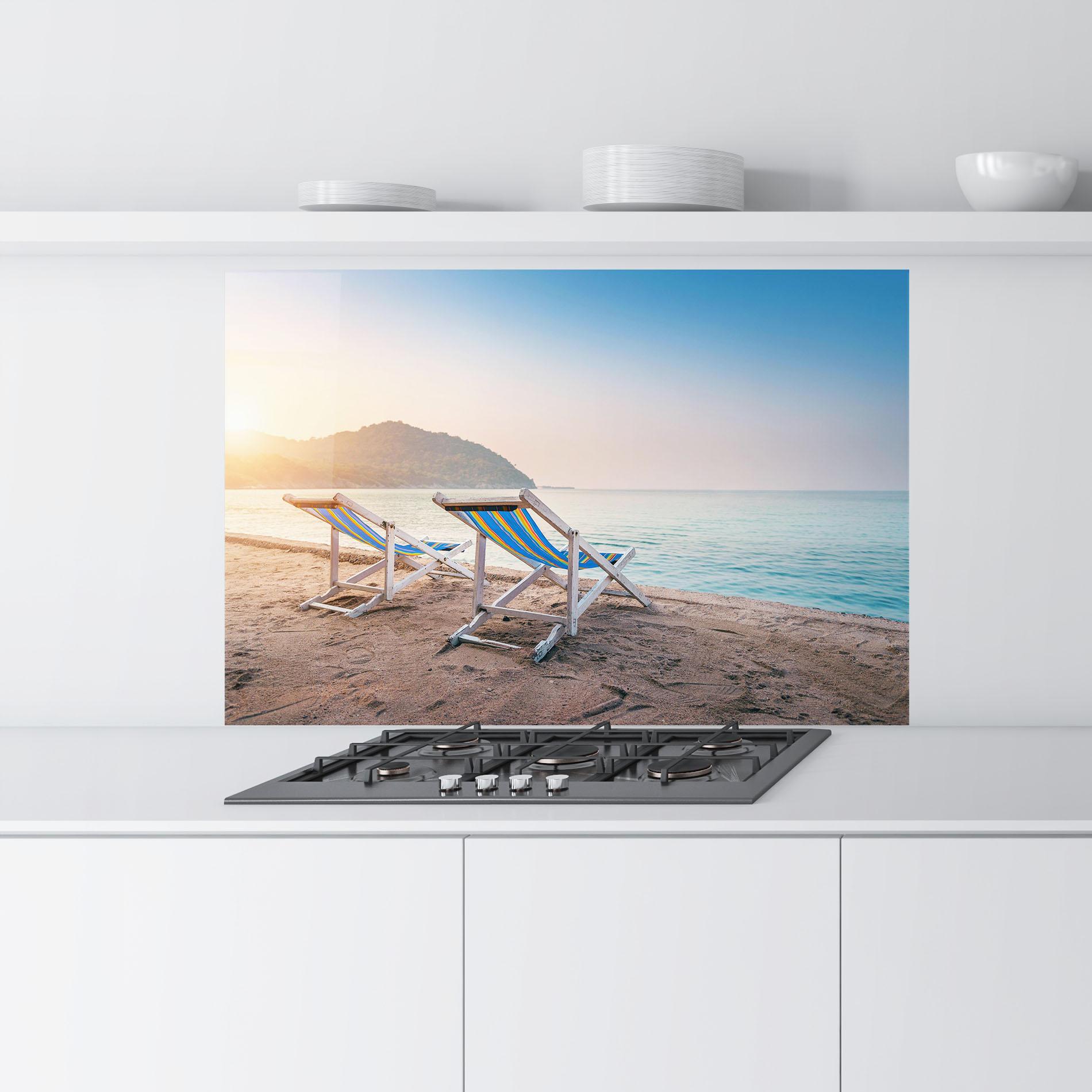 Panel Szklany do Kuchni Colorful Beach Chairs mockup 9