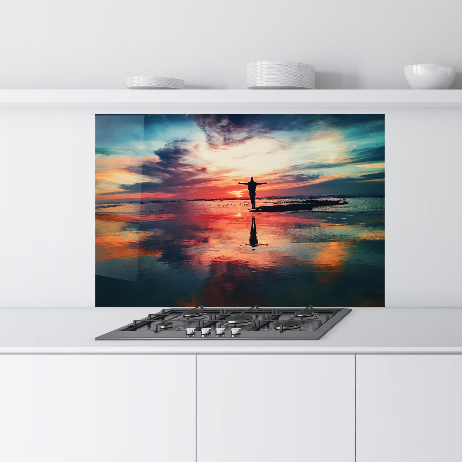 Panel Szklany do Kuchni Ocean Sunset Man mockup 9