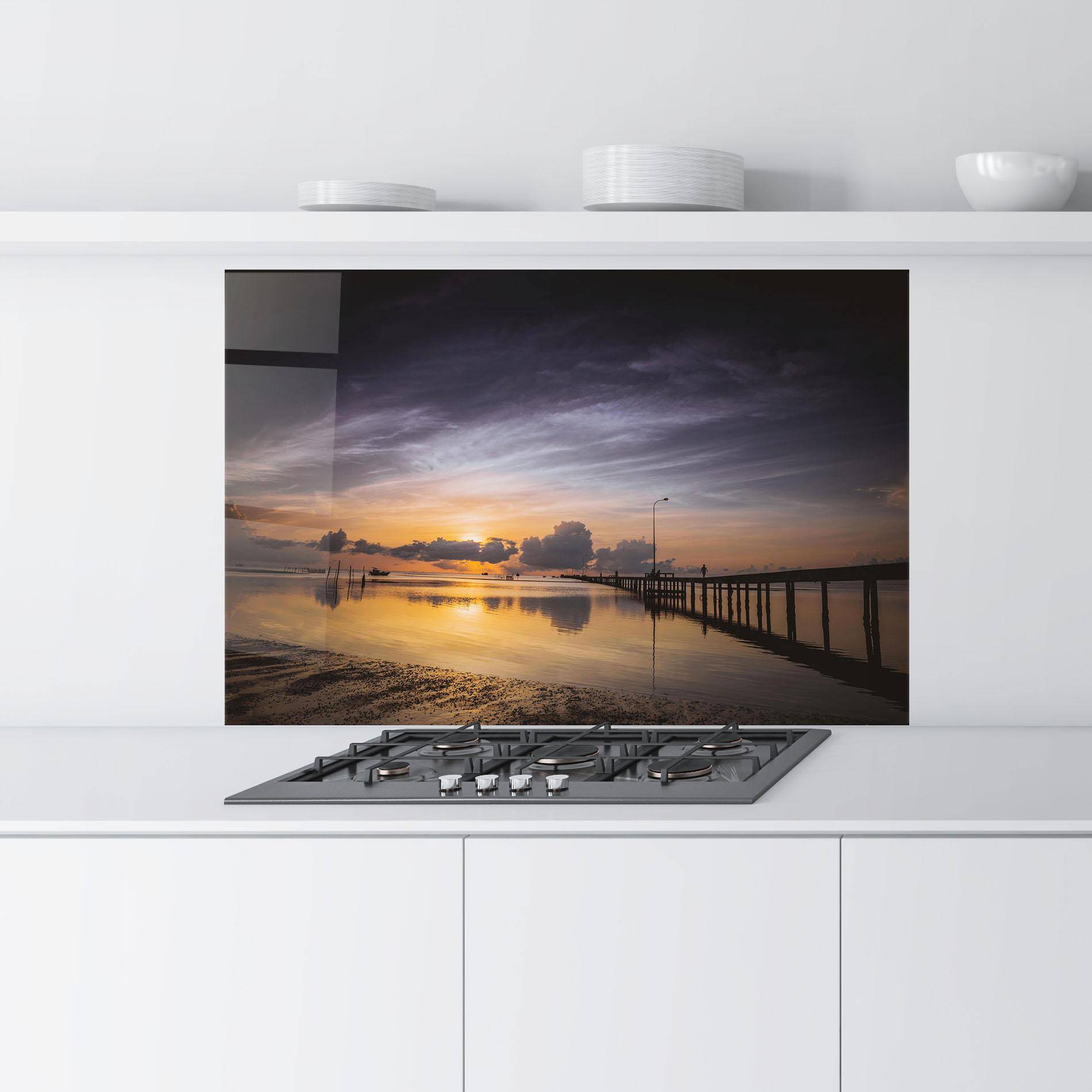 Panel Szklany do Kuchni Orange Purple Beach mockup 9