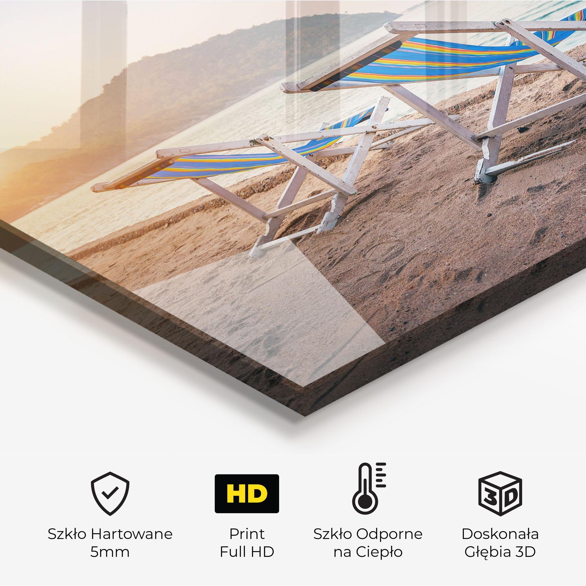 Panel Szklany do Kuchni Colorful Beach Chairs mockup 2