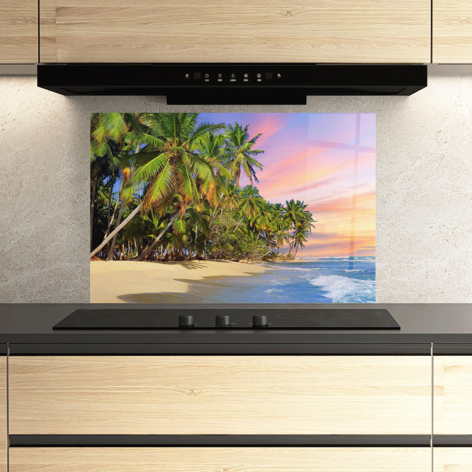 Panel Szklany do Kuchni Coconut Tree Sunset mockup 3