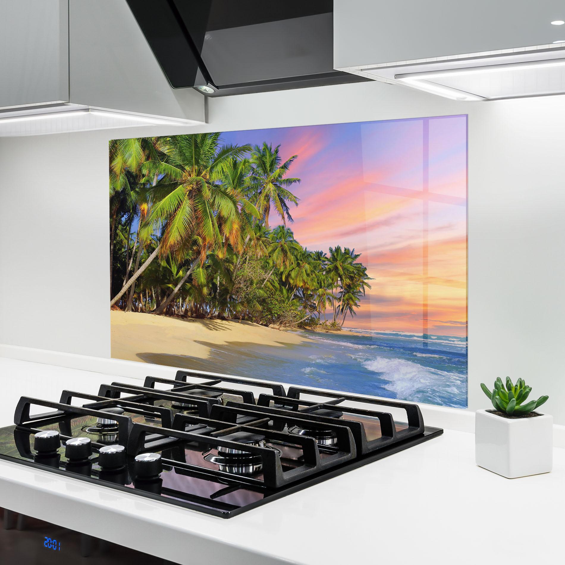 Panel Szklany do Kuchni Coconut Tree Sunset mockup 6