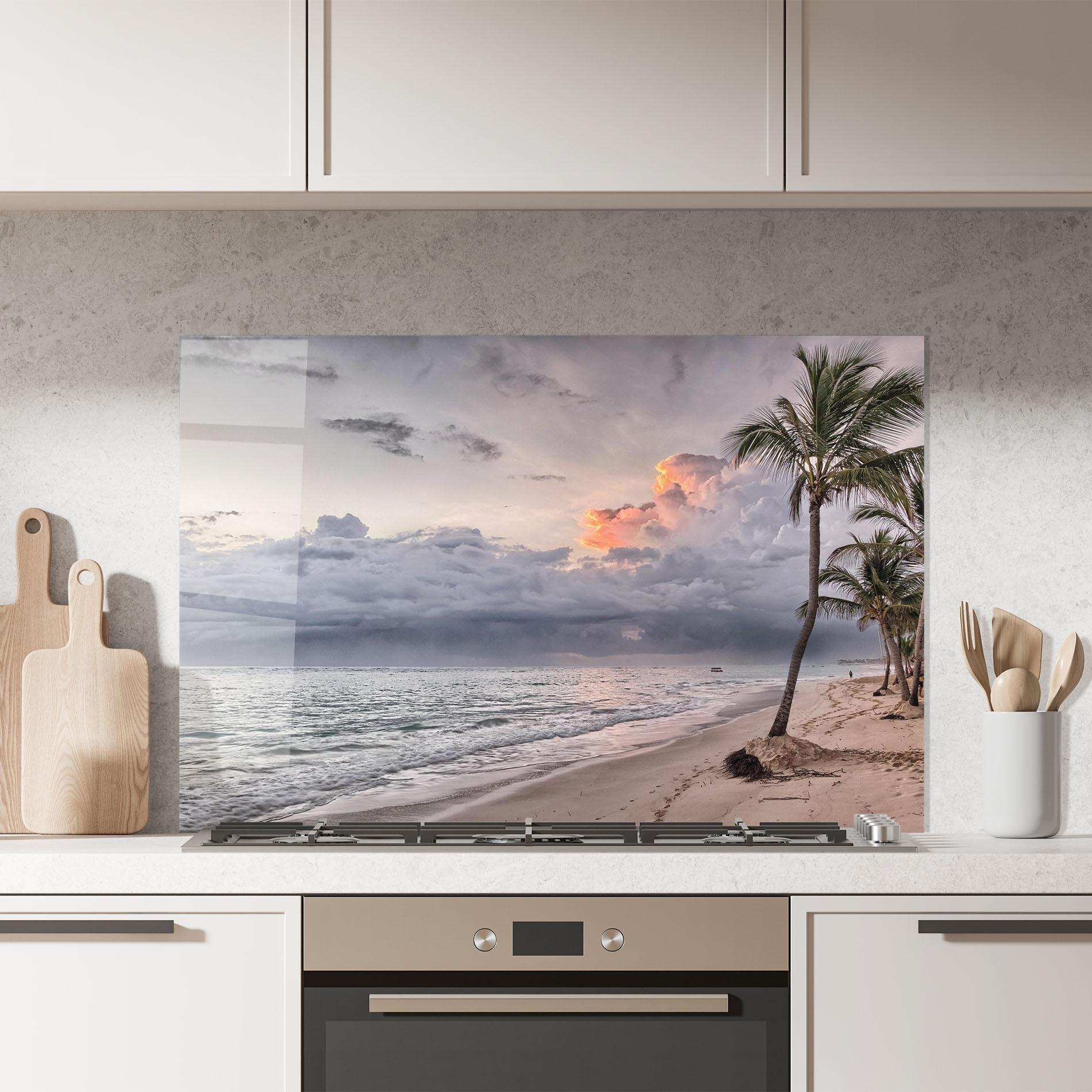 Panel Szklany do Kuchni Cloudy Beach mockup 7