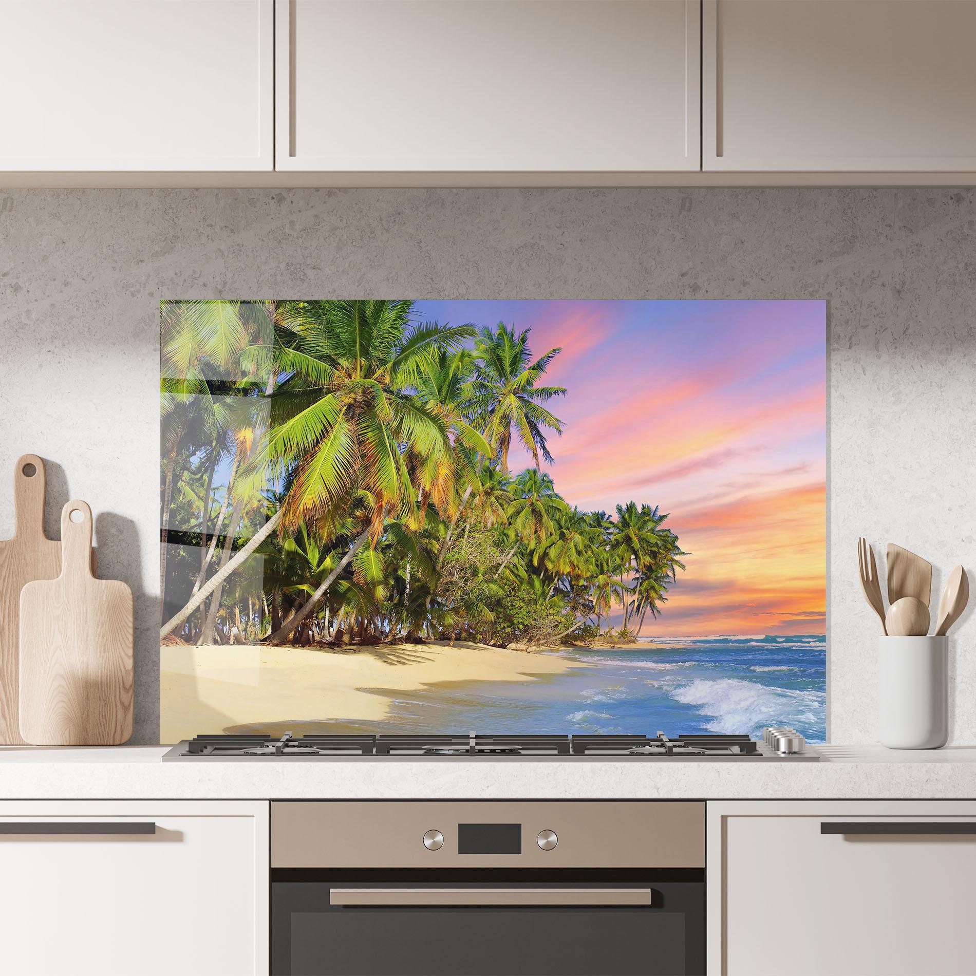 Panel Szklany do Kuchni Coconut Tree Sunset mockup 7