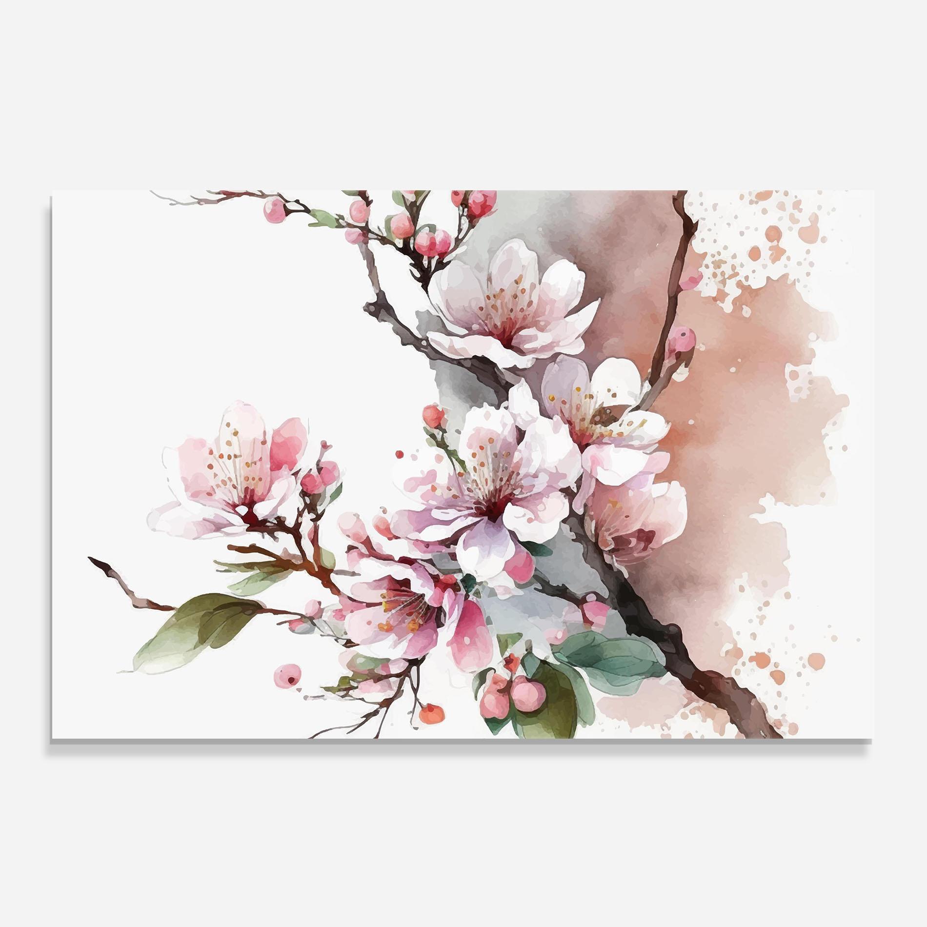Panel Szklany do Kuchni Cherry Spring Flower mockup 0