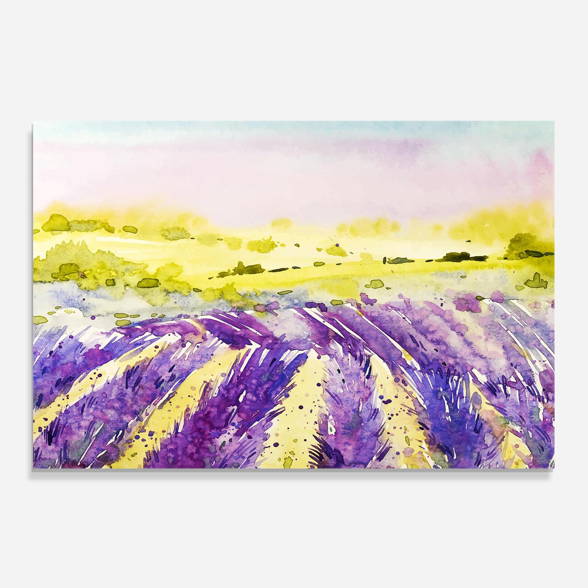 Panel Szklany do Kuchni Purple Spring Field mockup 0