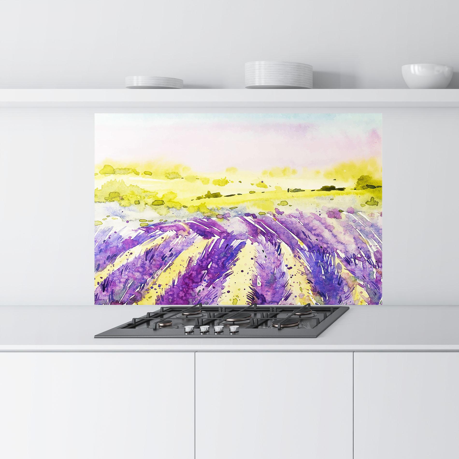Panel Szklany do Kuchni Purple Spring Field mockup 9