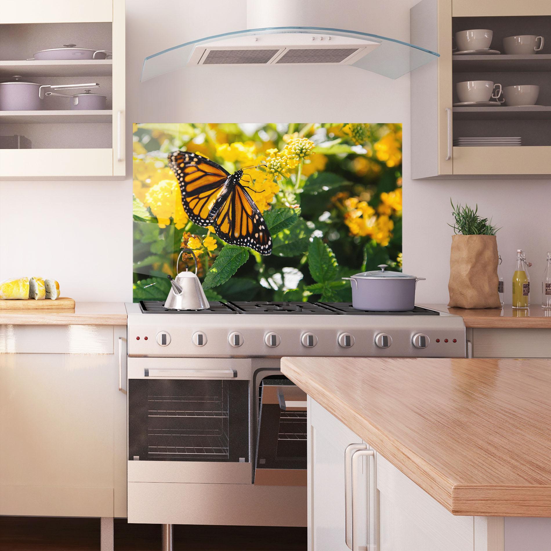 Panel Szklany do Kuchni Orange Spring Butterfly mockup 1