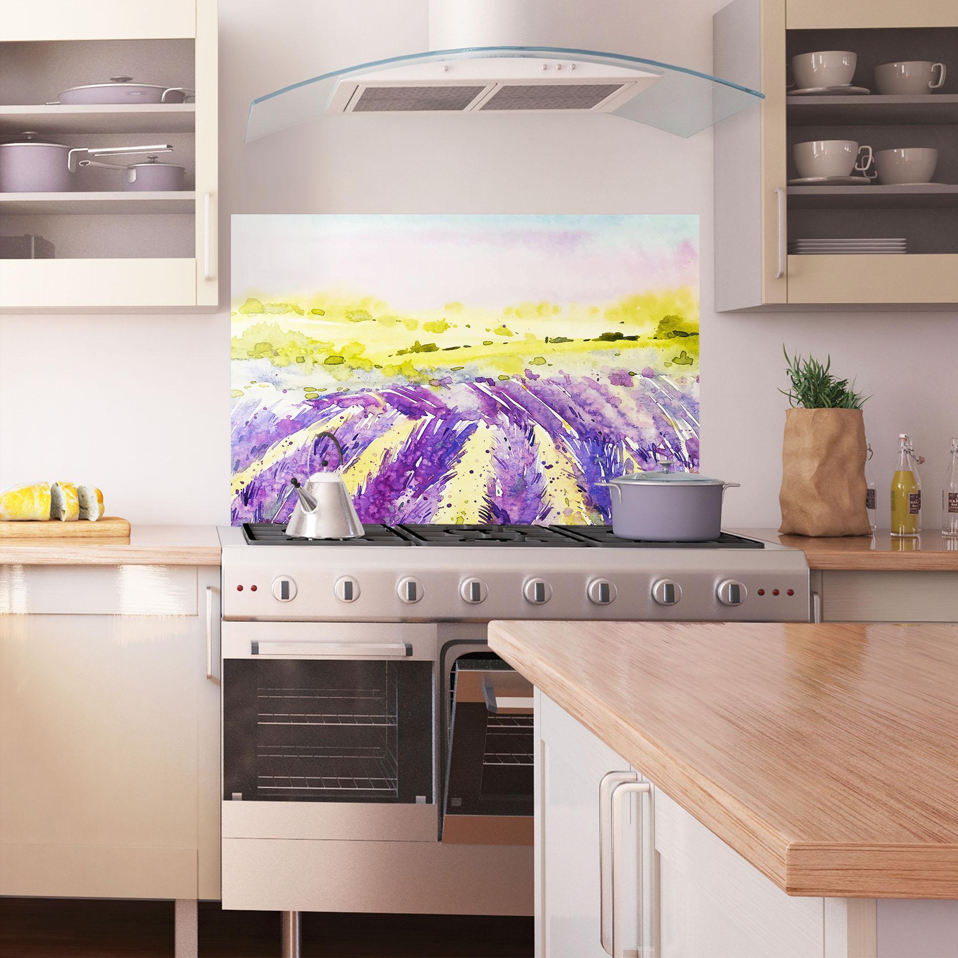 Panel Szklany do Kuchni Purple Spring Field mockup 1