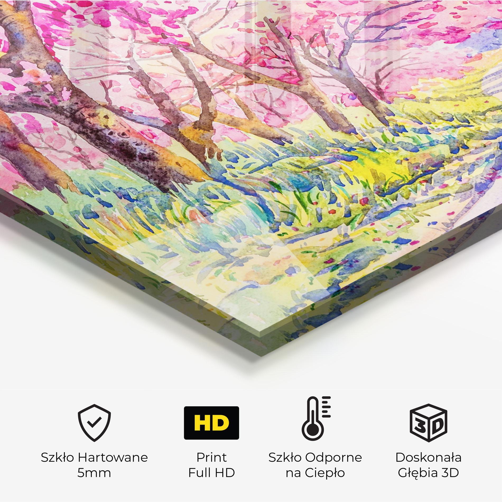 Panel Szklany do Kuchni Pink Trees Art mockup 2