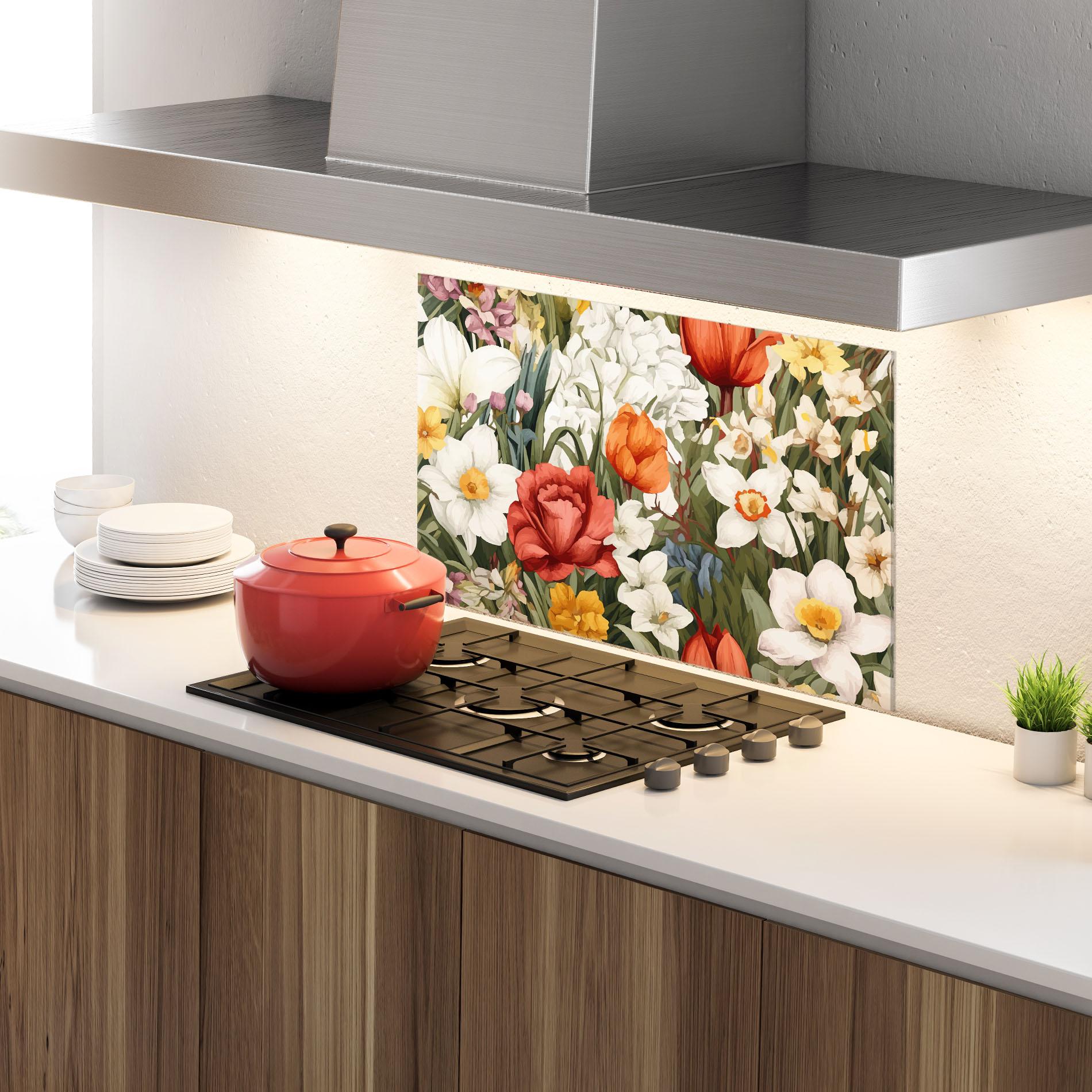 Panel Szklany do Kuchni Orange Red Spring mockup 4