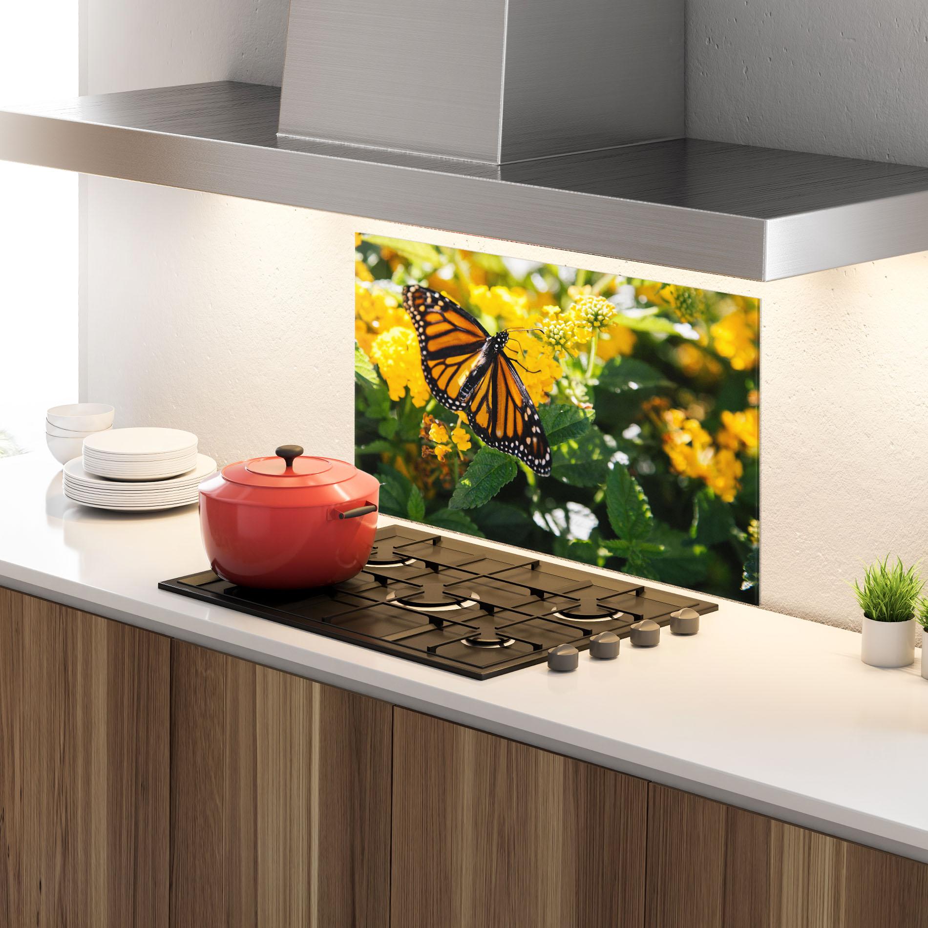Panel Szklany do Kuchni Orange Spring Butterfly mockup 4