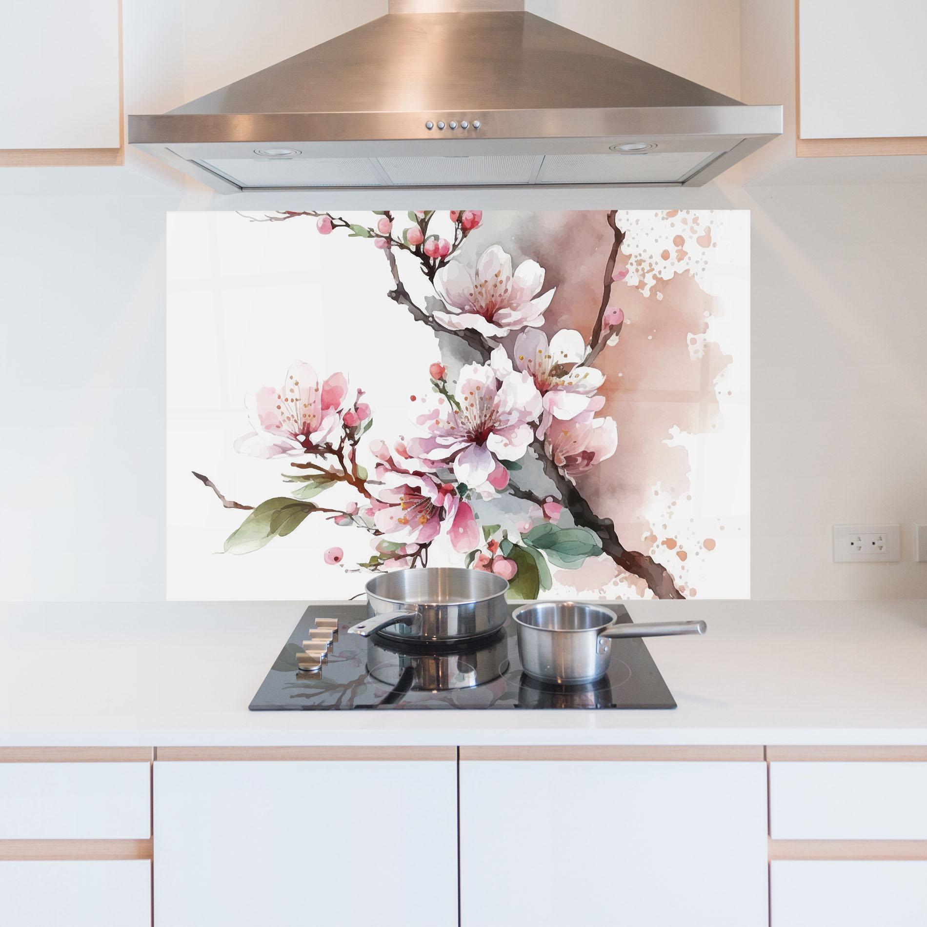 Panel Szklany do Kuchni Cherry Spring Flower mockup 5