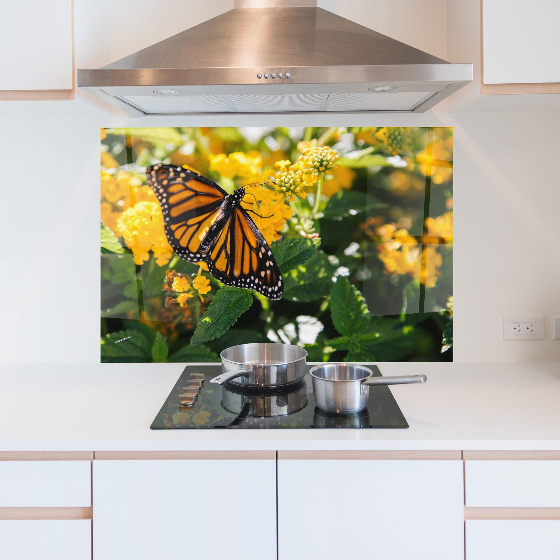 Panel Szklany do Kuchni Orange Spring Butterfly mockup 5