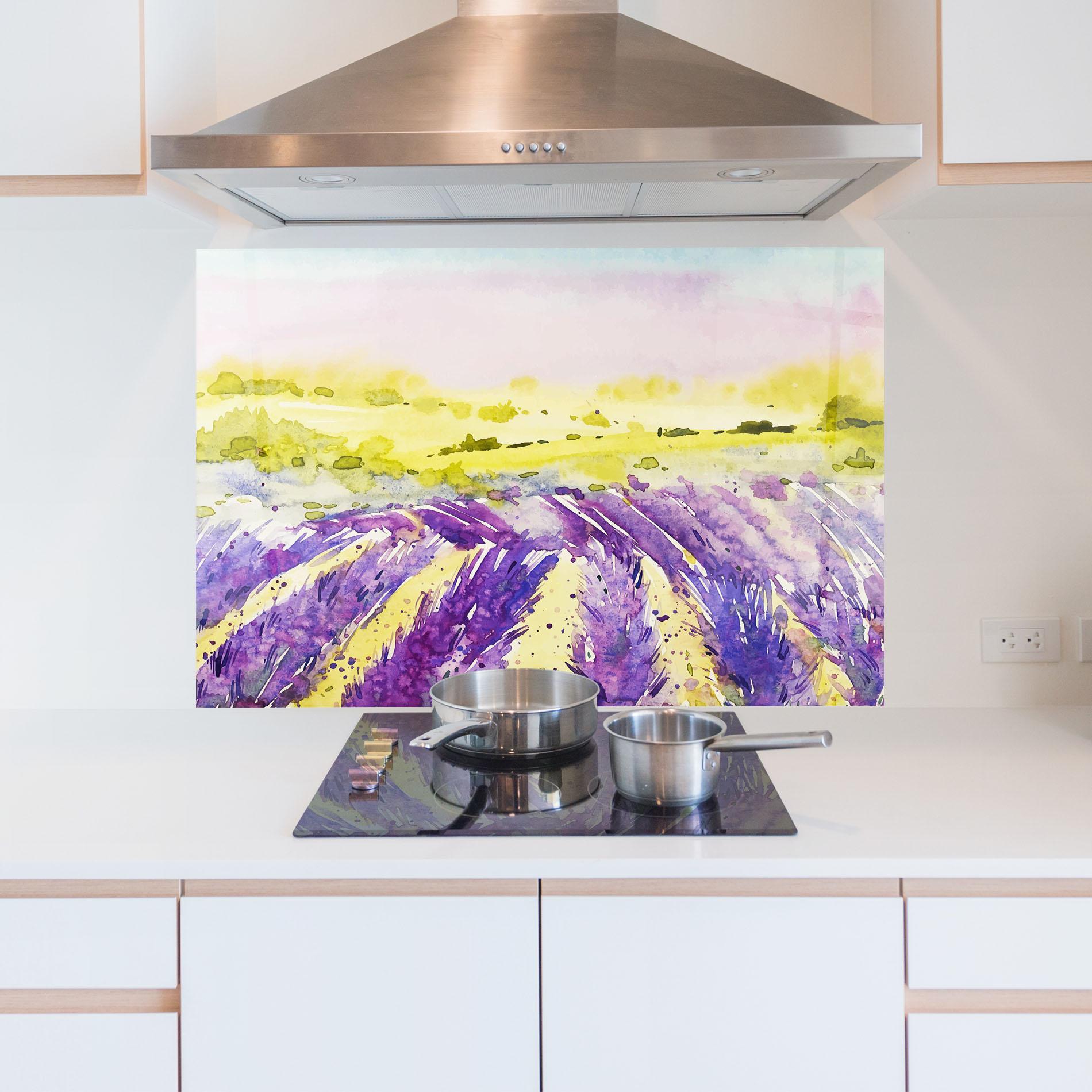 Panel Szklany do Kuchni Purple Spring Field mockup 5