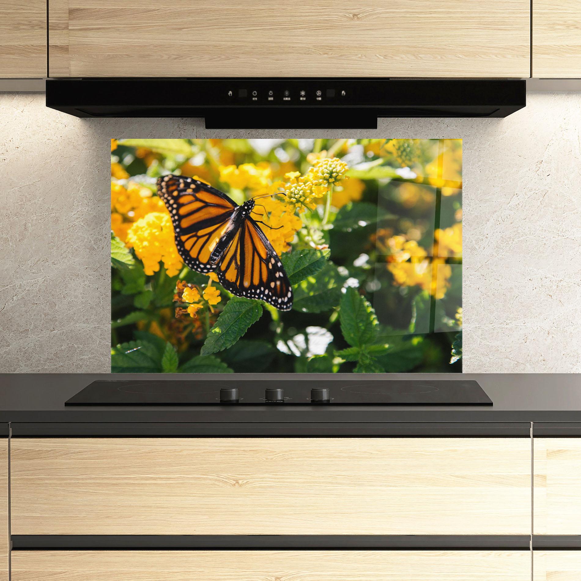 Panel Szklany do Kuchni Orange Spring Butterfly mockup 3