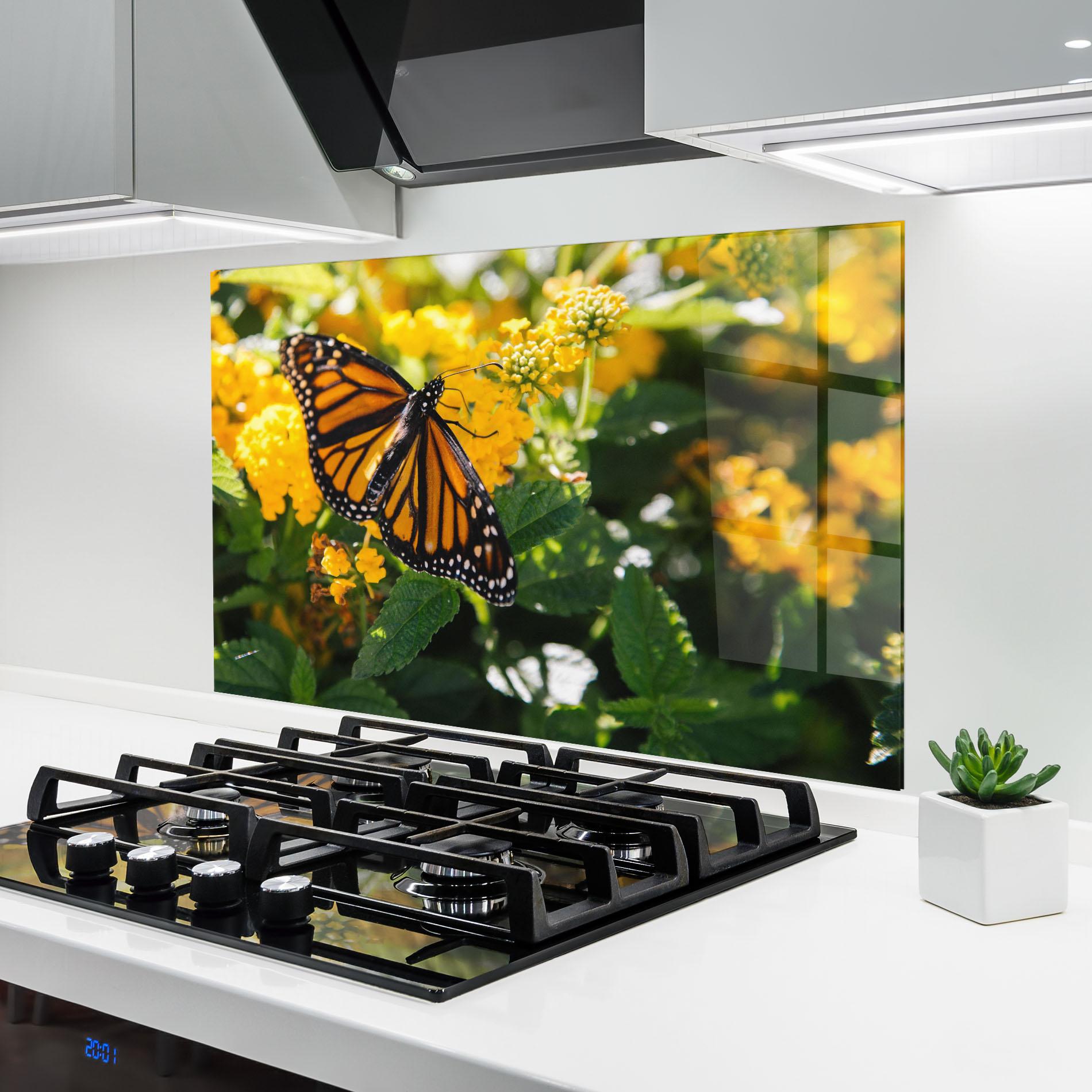 Panel Szklany do Kuchni Orange Spring Butterfly mockup 6