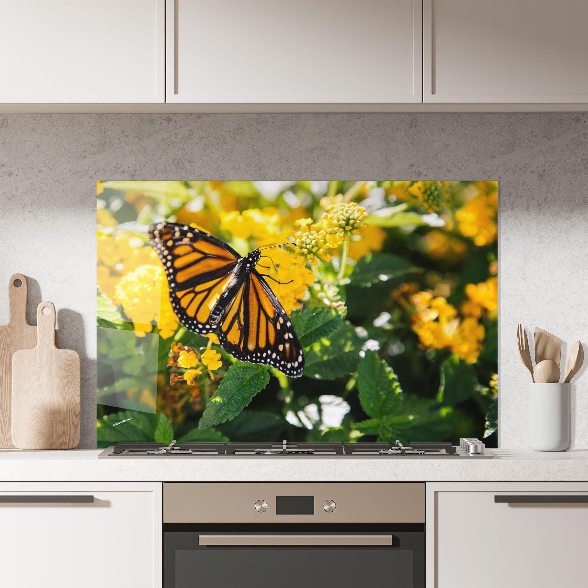 Panel Szklany do Kuchni Orange Spring Butterfly mockup 7