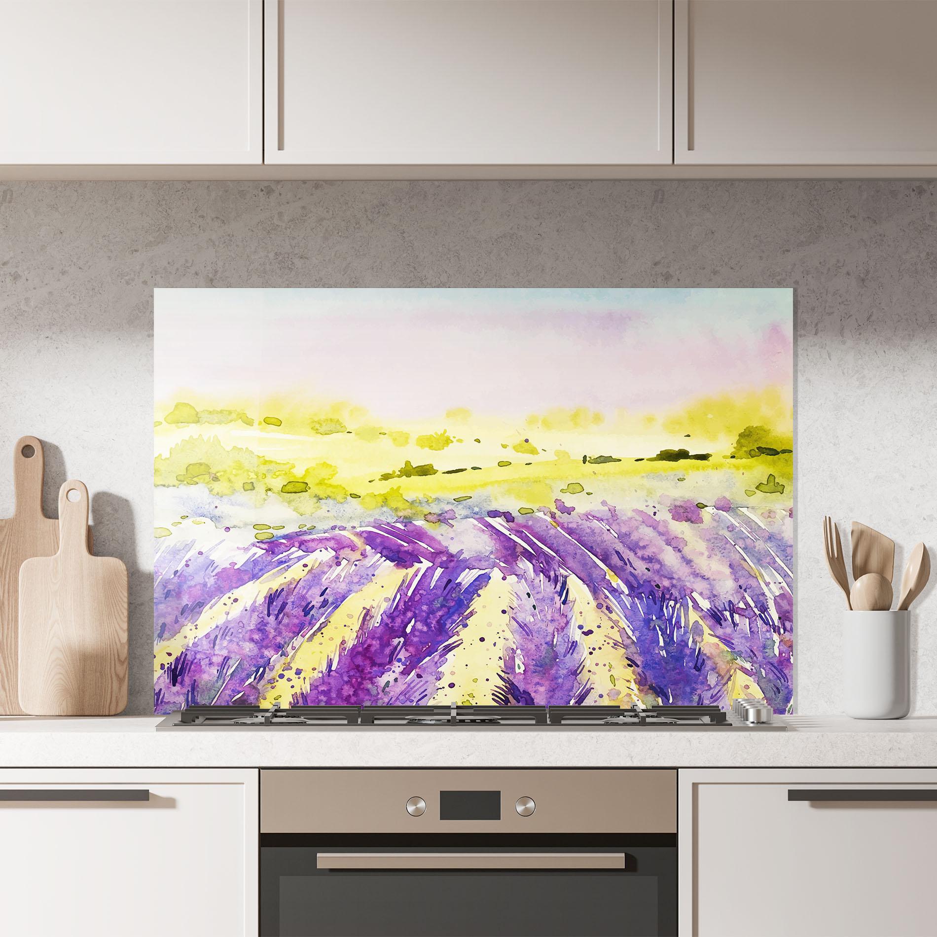 Panel Szklany do Kuchni Purple Spring Field mockup 7