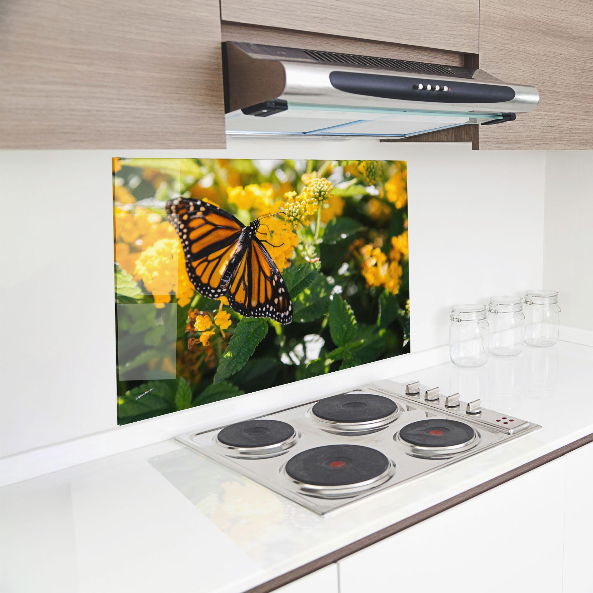 Panel Szklany do Kuchni Orange Spring Butterfly mockup 8