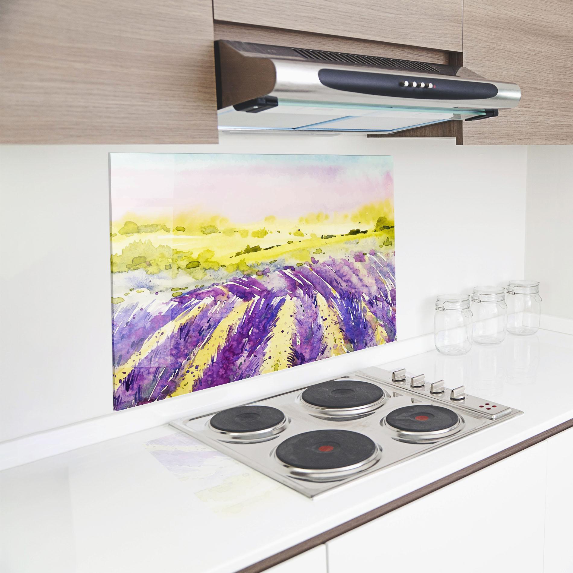 Panel Szklany do Kuchni Purple Spring Field mockup 8