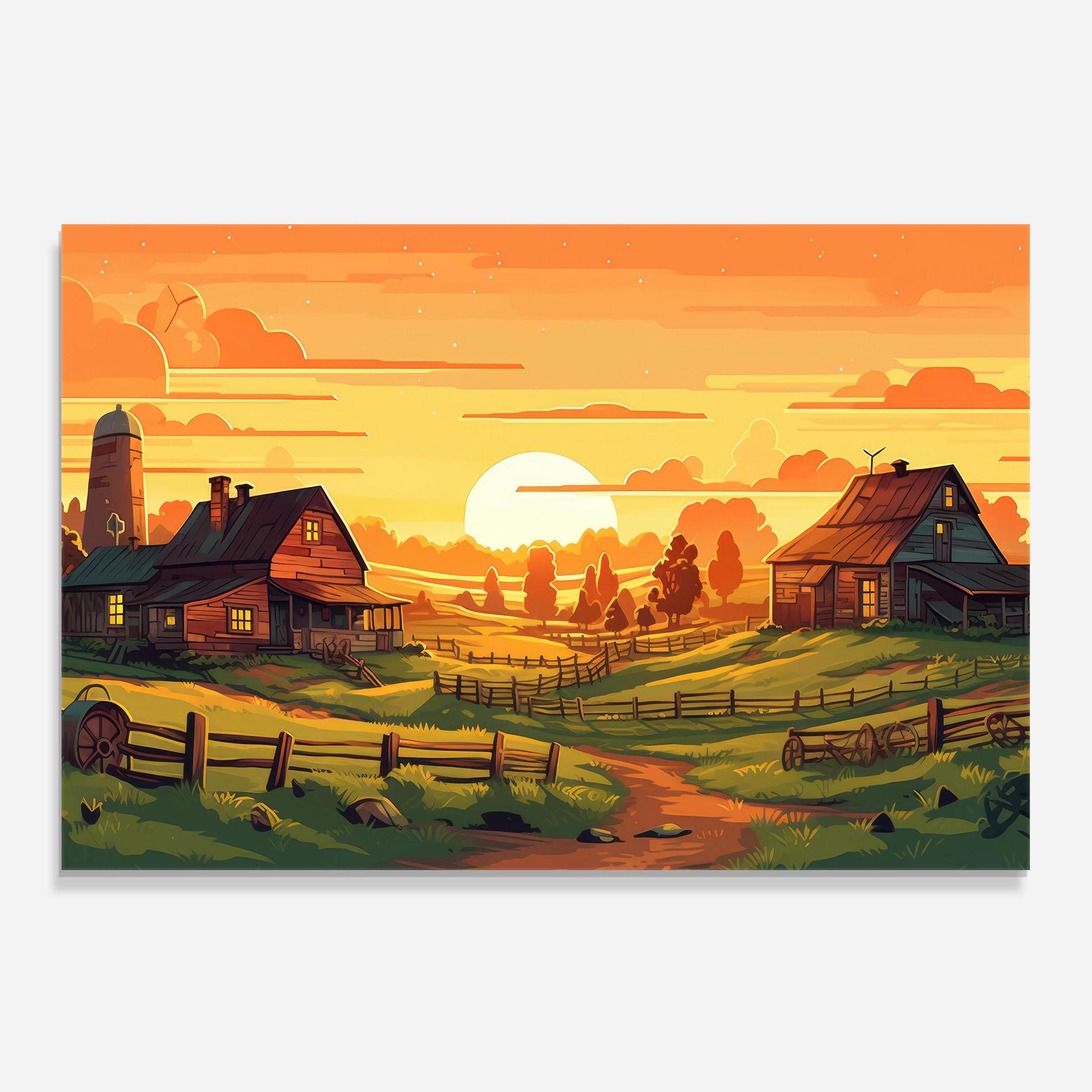 Panel Szklany do Kuchni Farmhouse Sunlight mockup 0