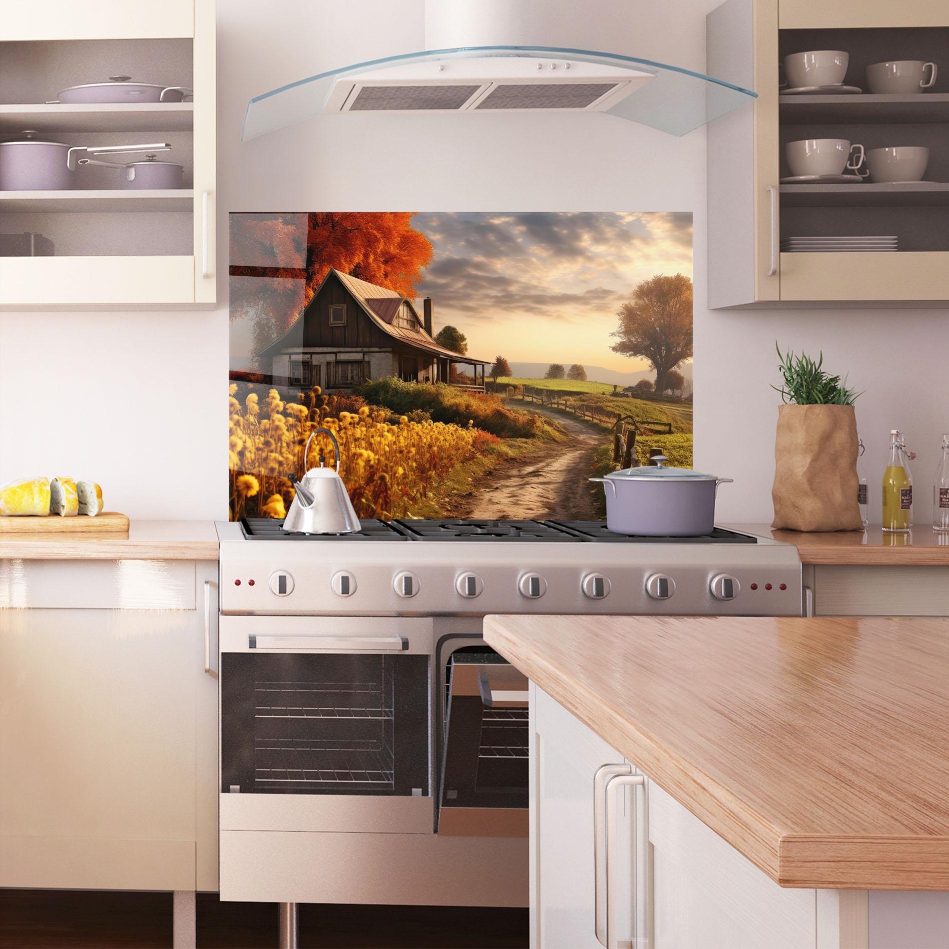 Panel Szklany do Kuchni Autumn Farm House mockup 1