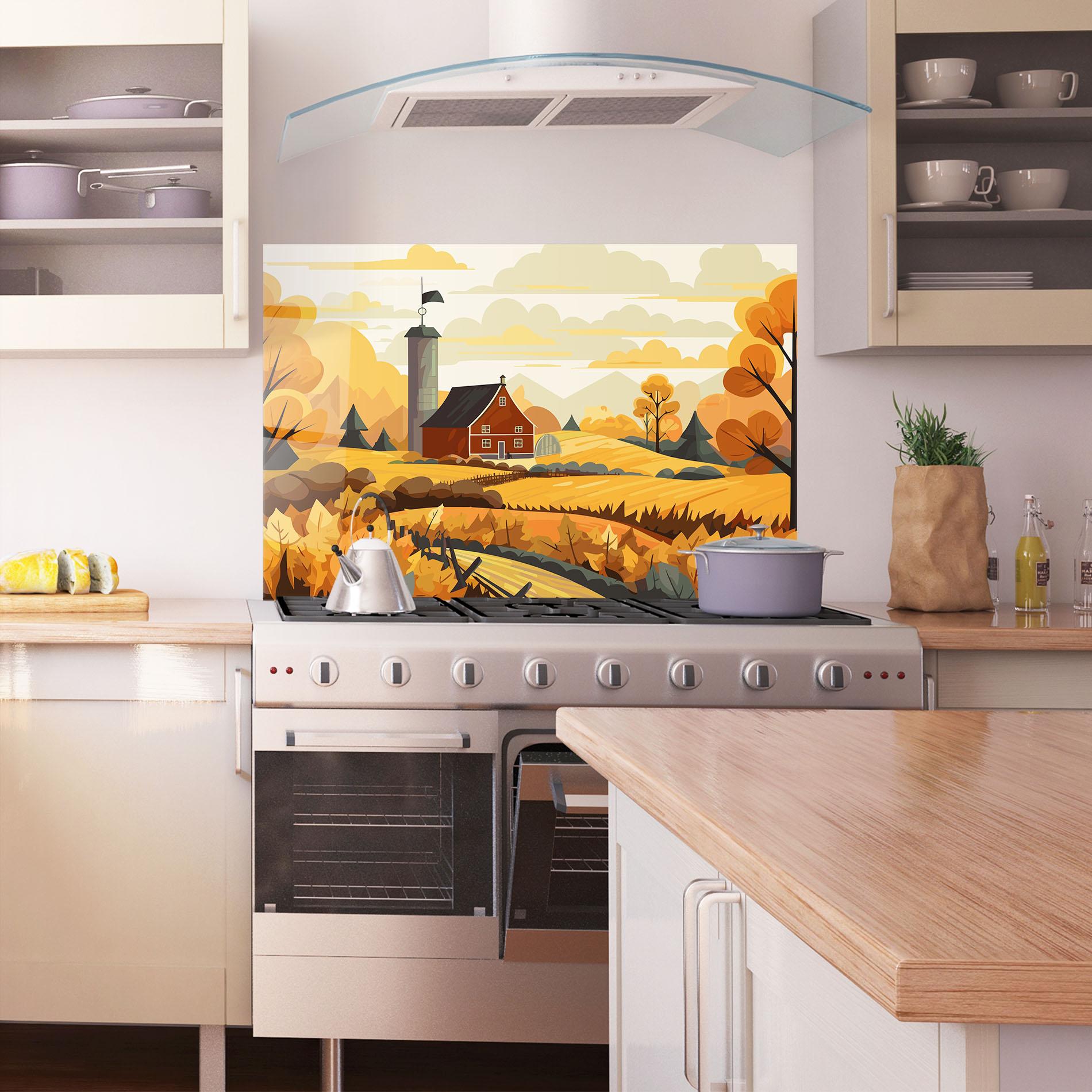 Panel Szklany do Kuchni Countryside House mockup 1