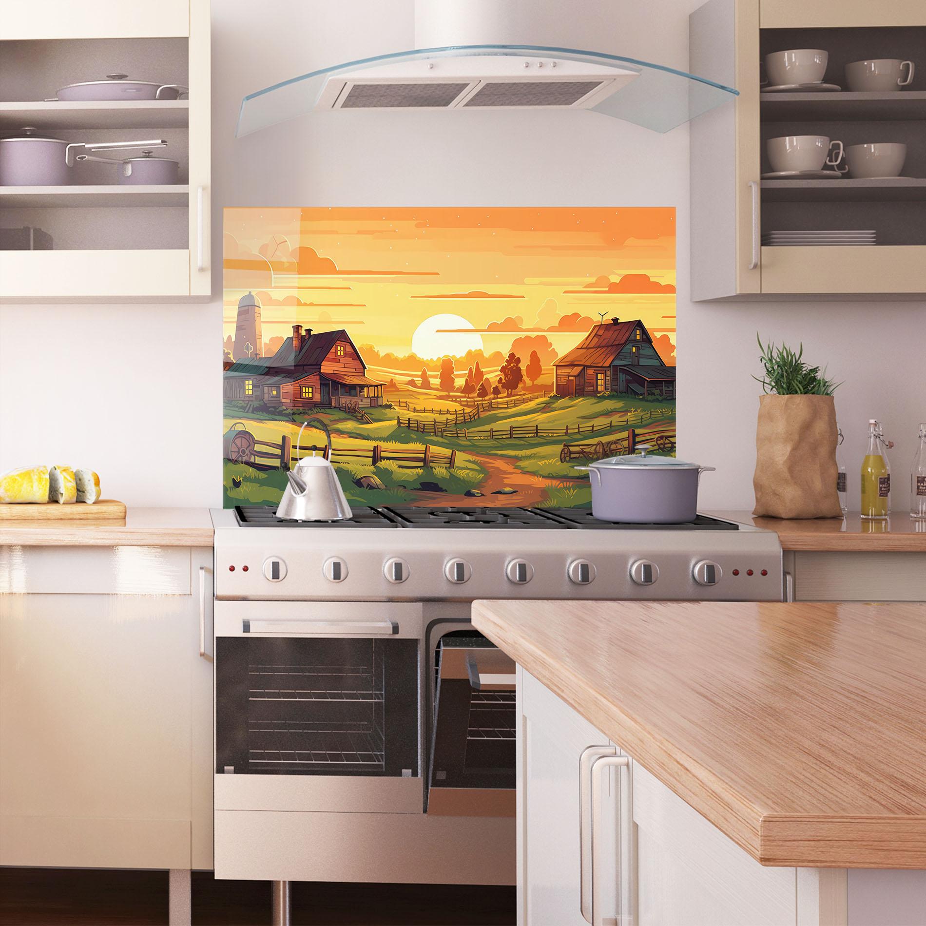 Panel Szklany do Kuchni Farmhouse Sunlight mockup 1
