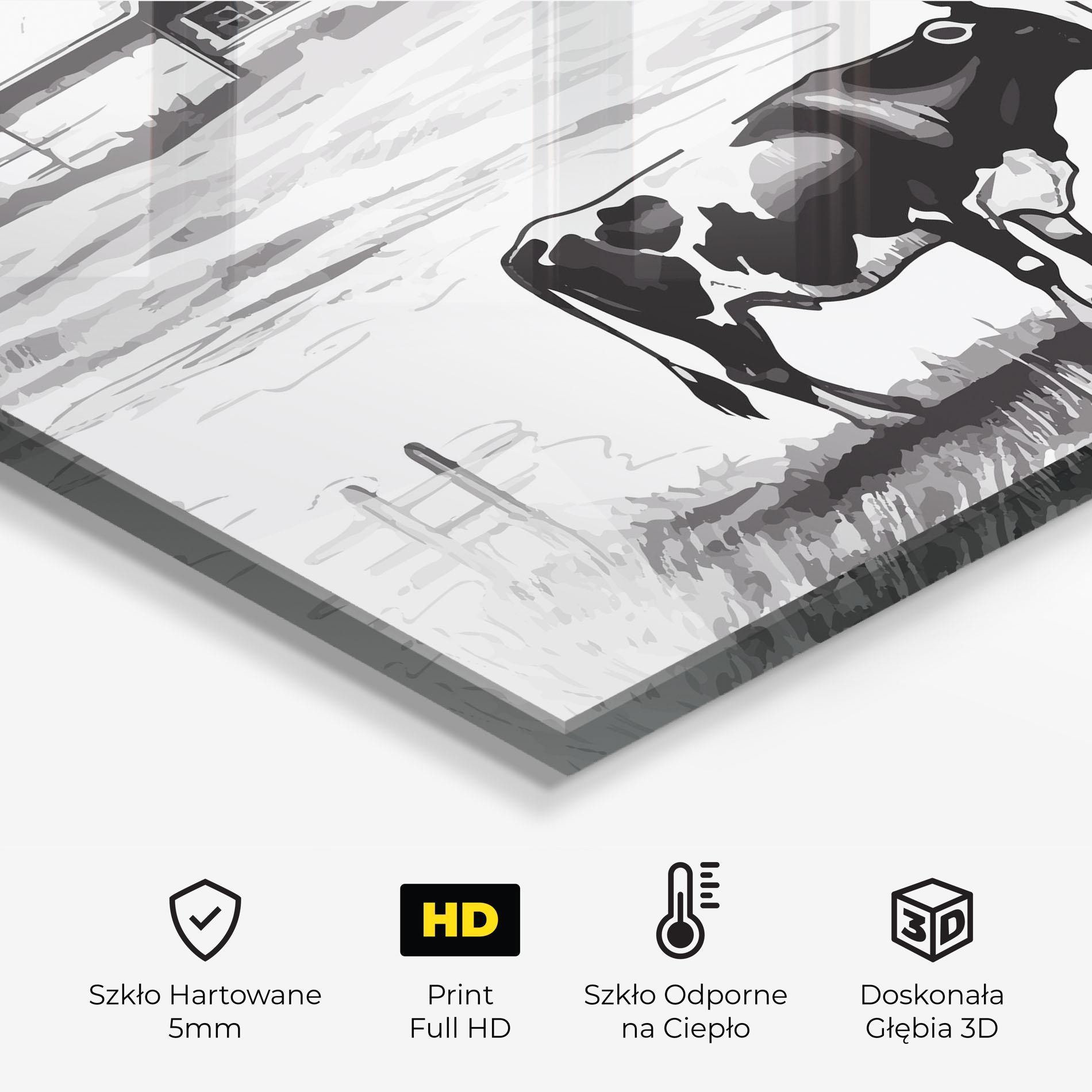 Panel Szklany do Kuchni Cows Farm Ink mockup 2