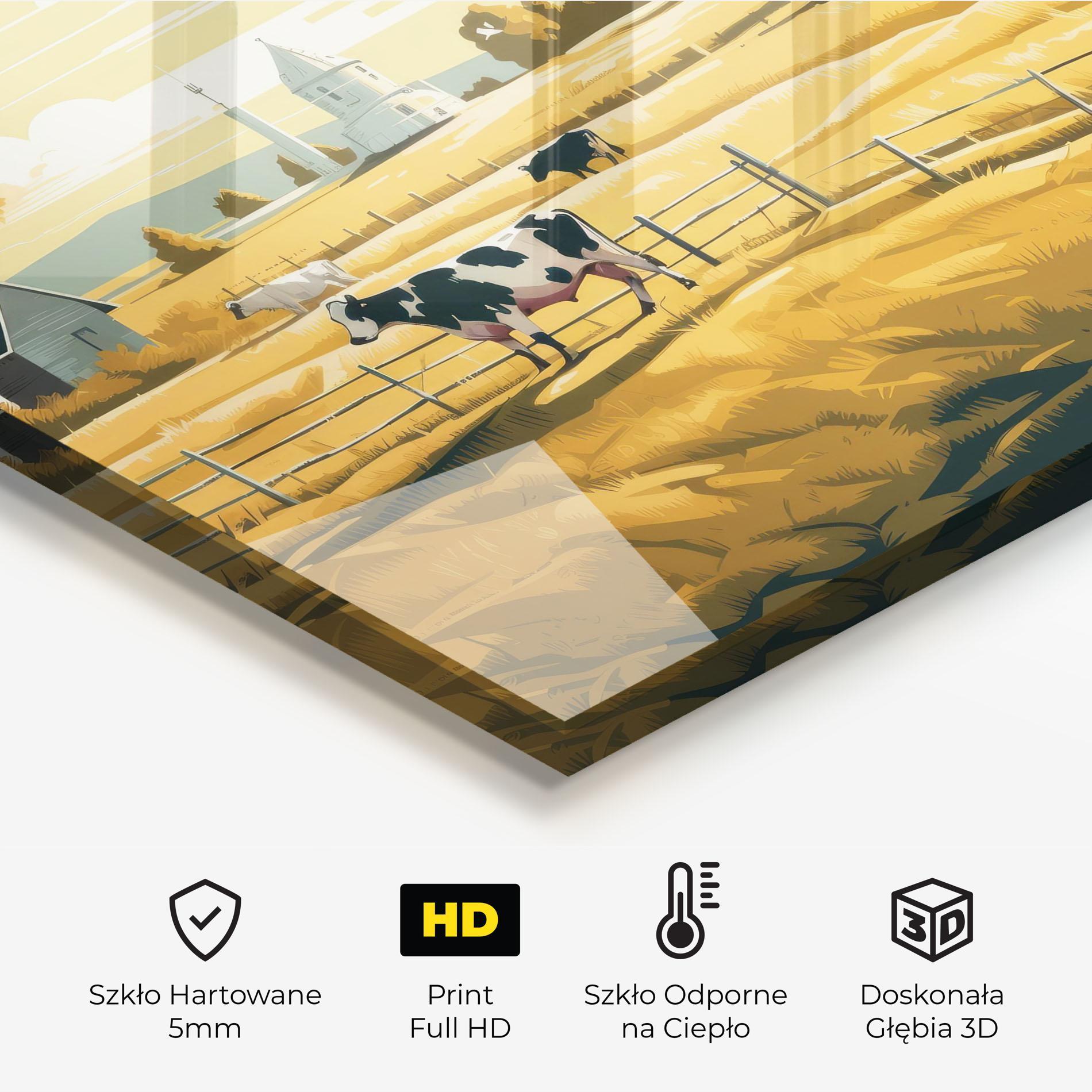 Panel Szklany do Kuchni Cows Sunlight Farm mockup 2