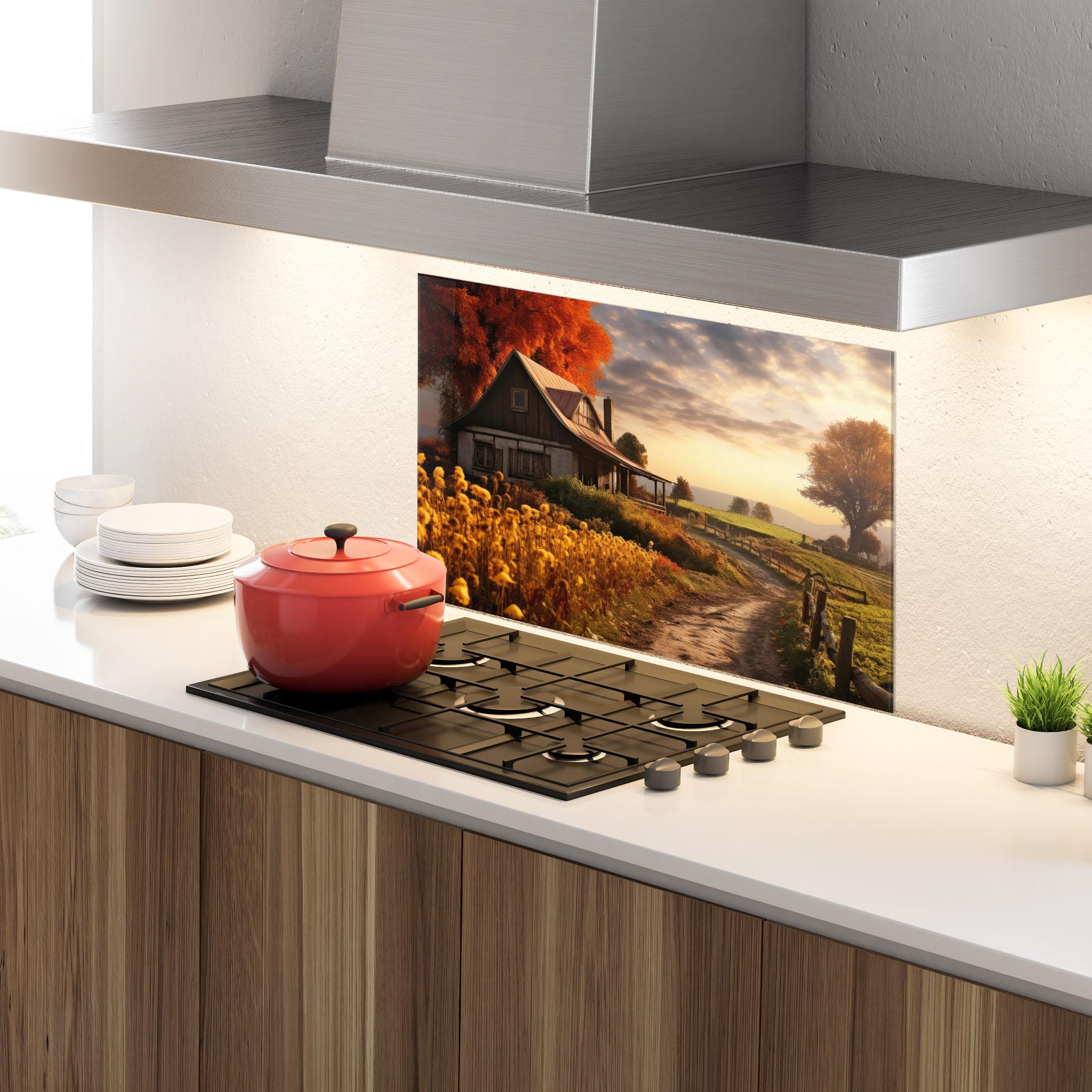 Panel Szklany do Kuchni Autumn Farm House mockup 4