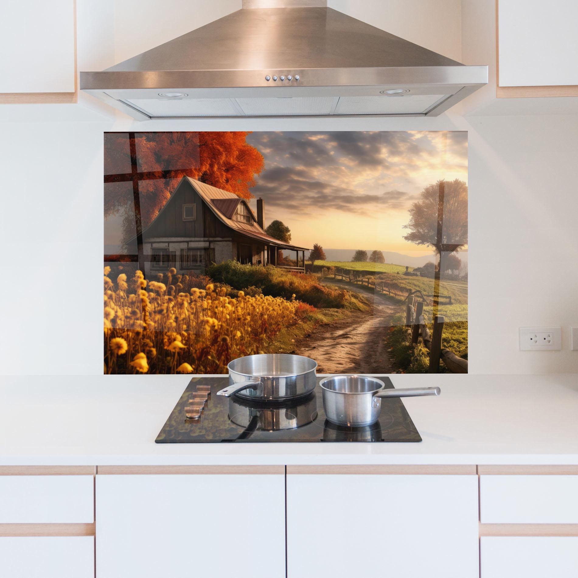 Panel Szklany do Kuchni Autumn Farm House mockup 5