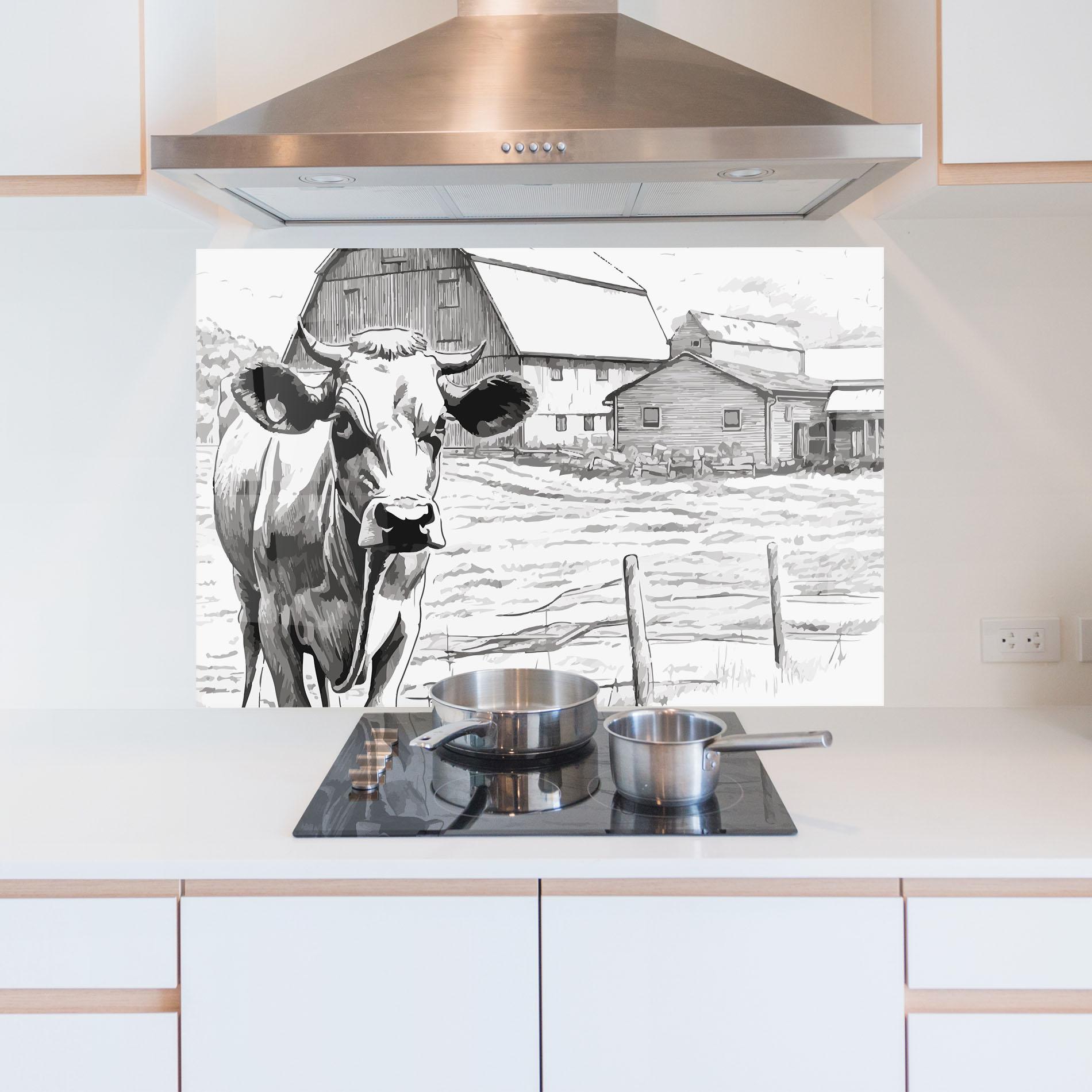 Panel Szklany do Kuchni Farm Cow mockup 5