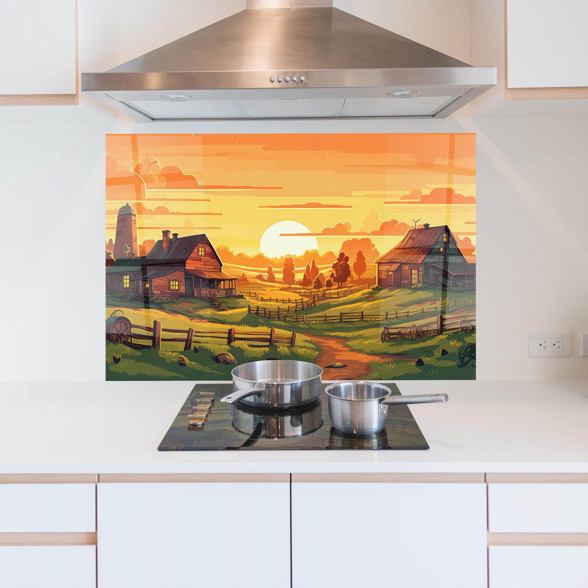 Panel Szklany do Kuchni Farmhouse Sunlight mockup 5