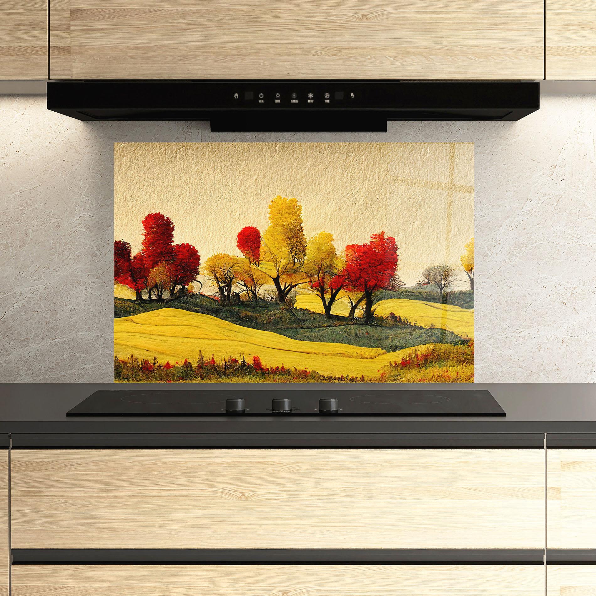Panel Szklany do Kuchni Autumn Paper Style mockup 3
