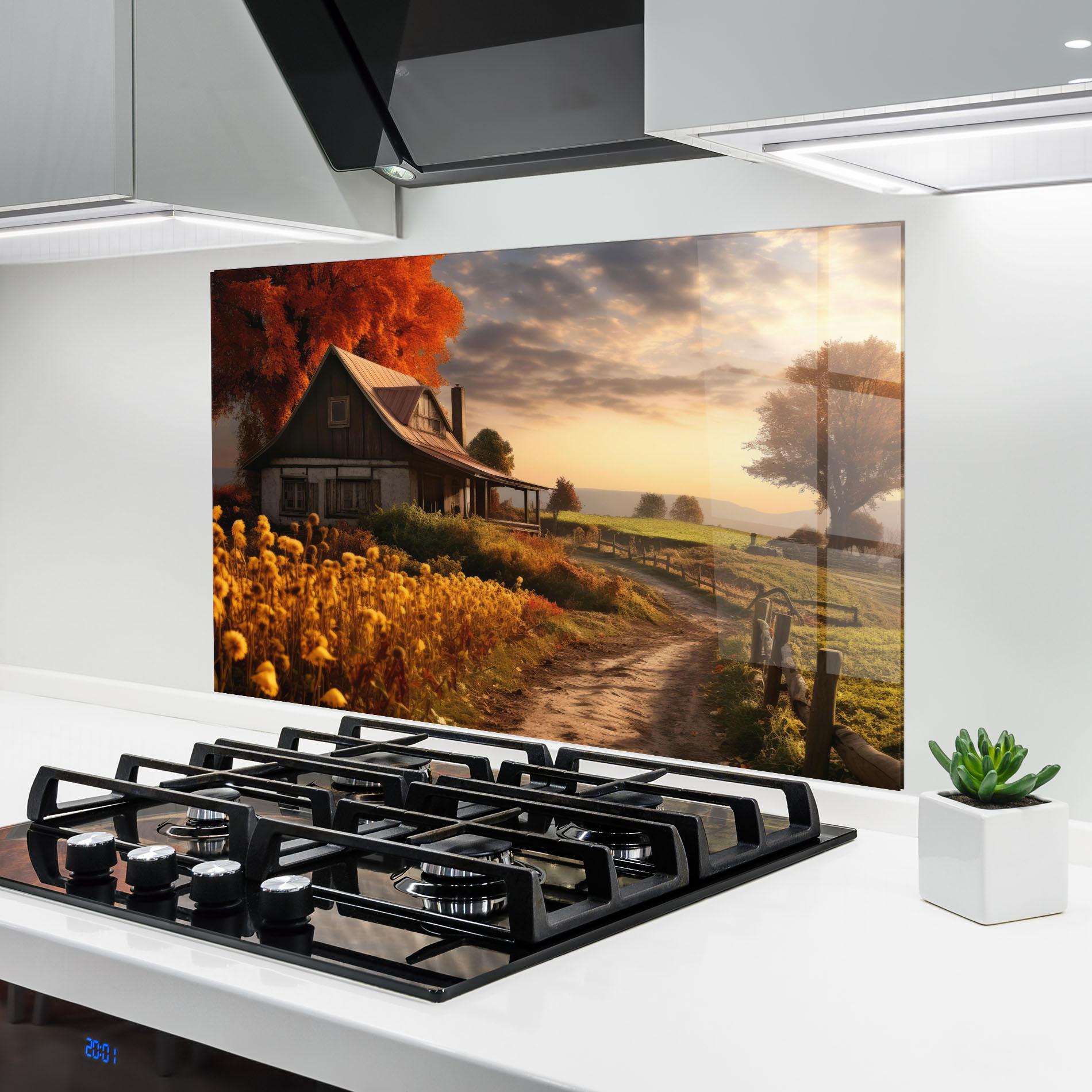 Panel Szklany do Kuchni Autumn Farm House mockup 6