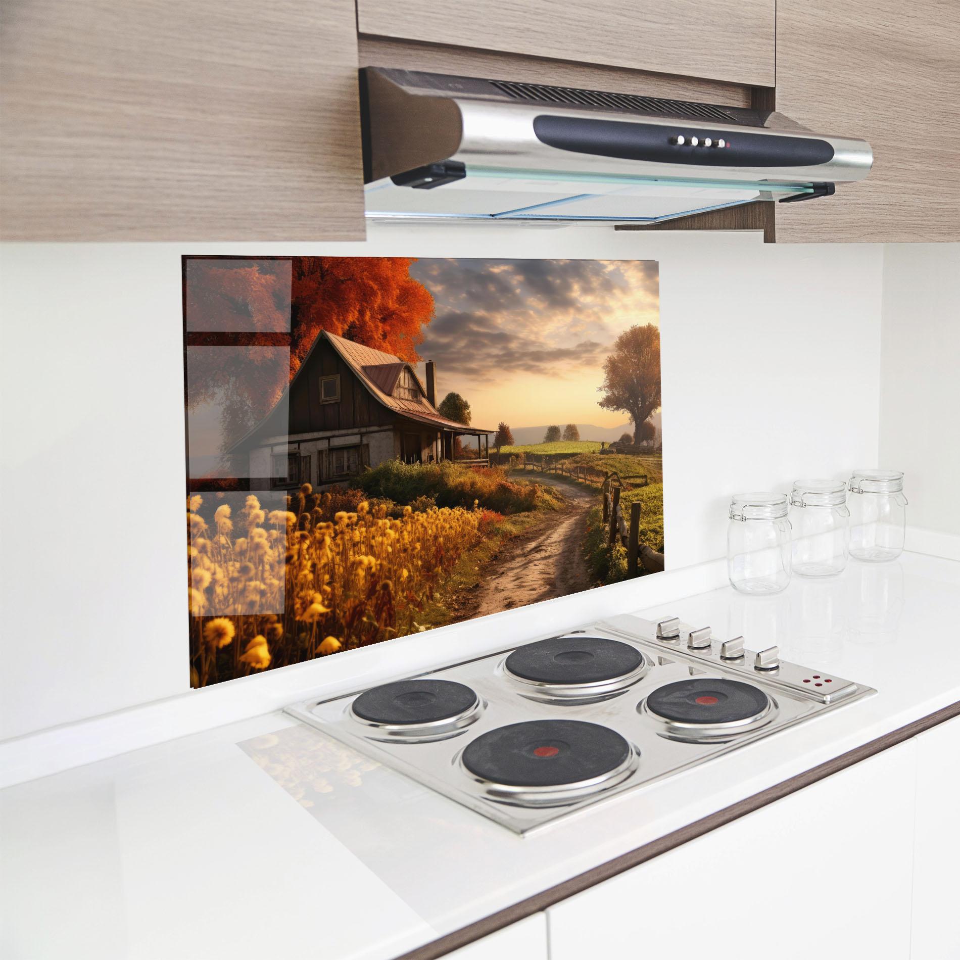 Panel Szklany do Kuchni Autumn Farm House mockup 8