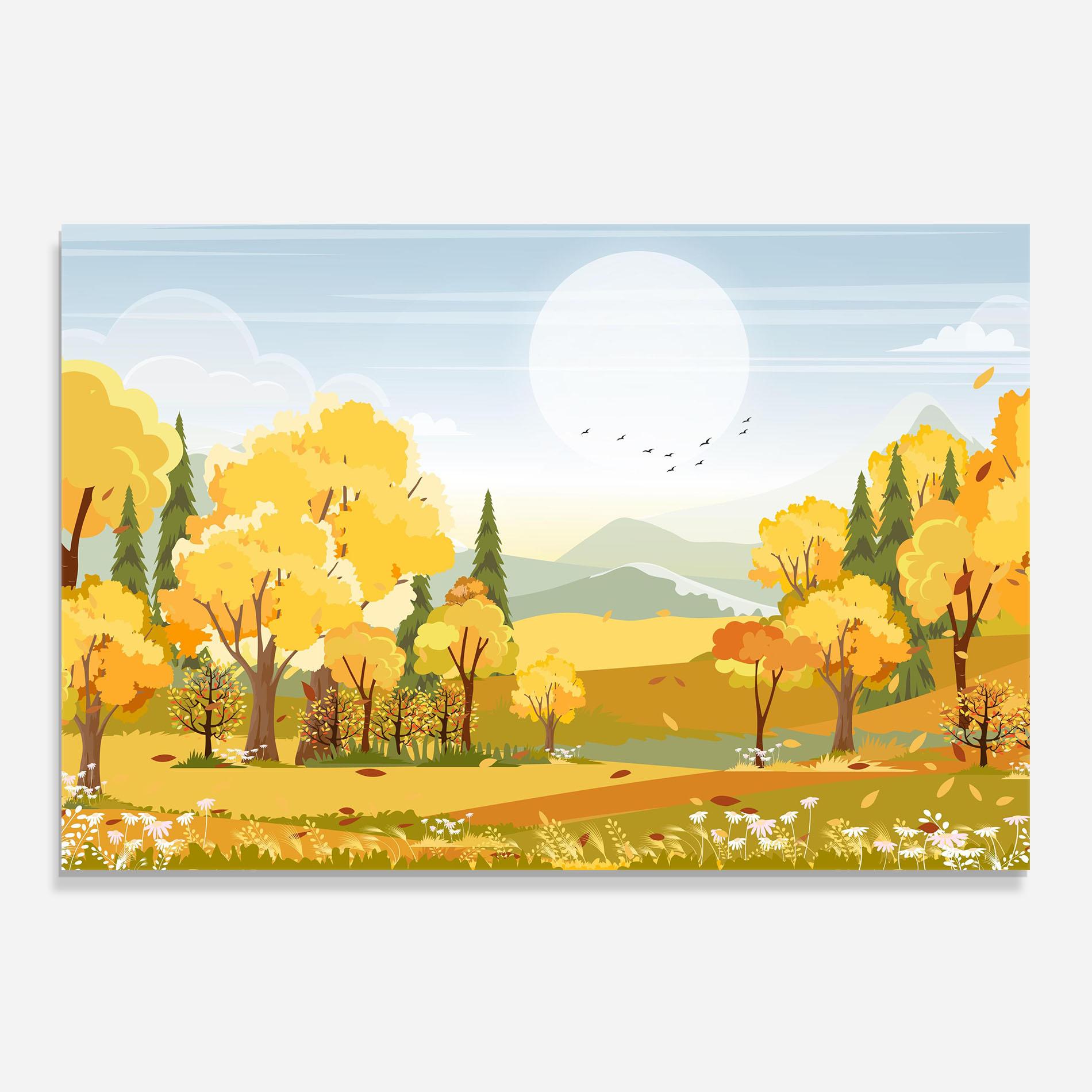 Panel Szklany do Kuchni Autumn Yellow View mockup 0