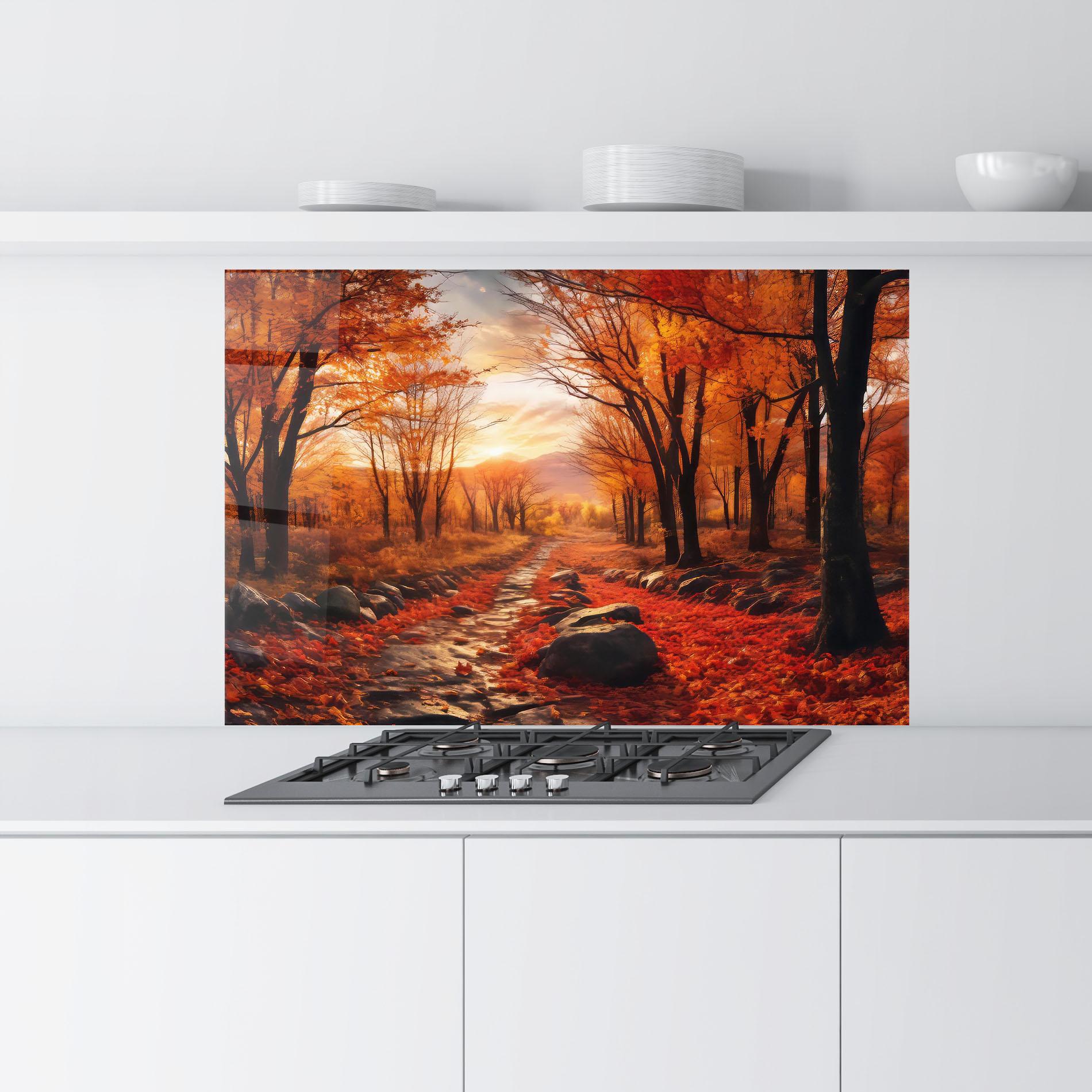 Panel Szklany do Kuchni Autumn Path mockup 9