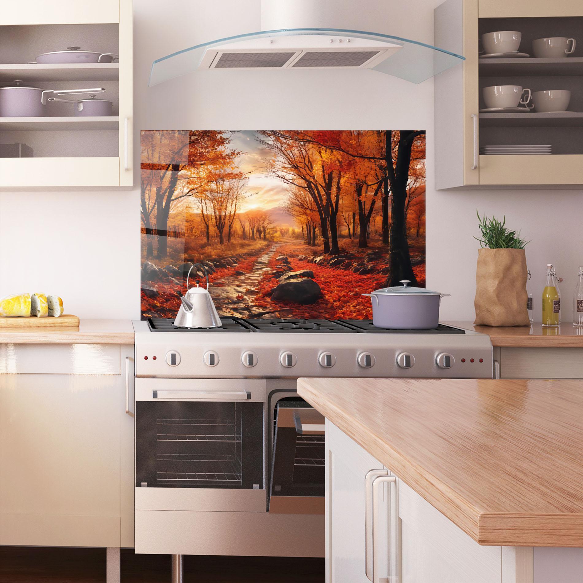 Panel Szklany do Kuchni Autumn Path mockup 1