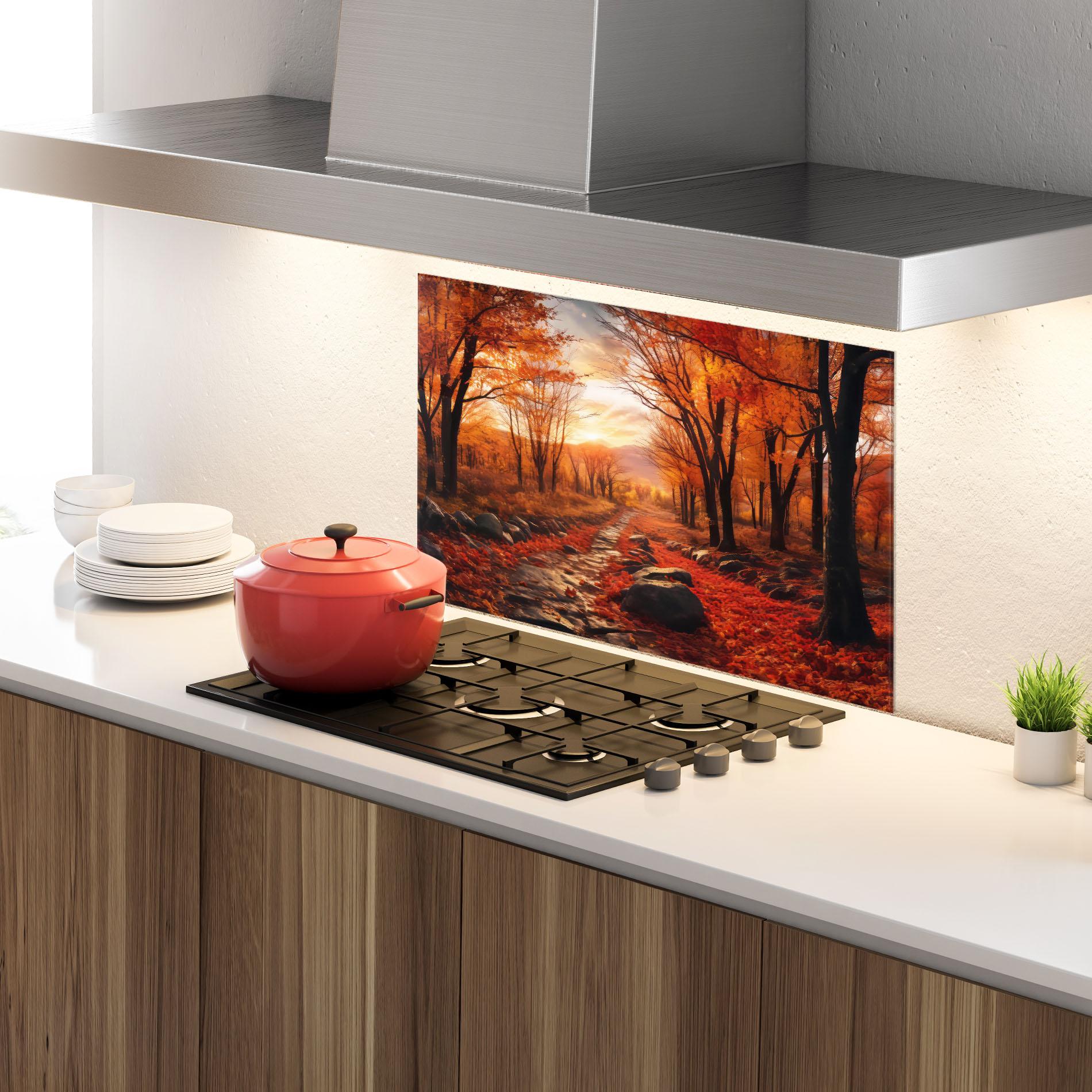 Panel Szklany do Kuchni Autumn Path mockup 4