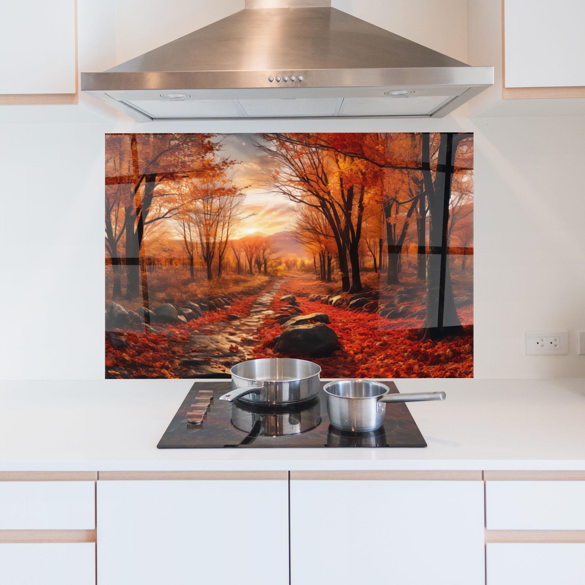 Panel Szklany do Kuchni Autumn Path mockup 5