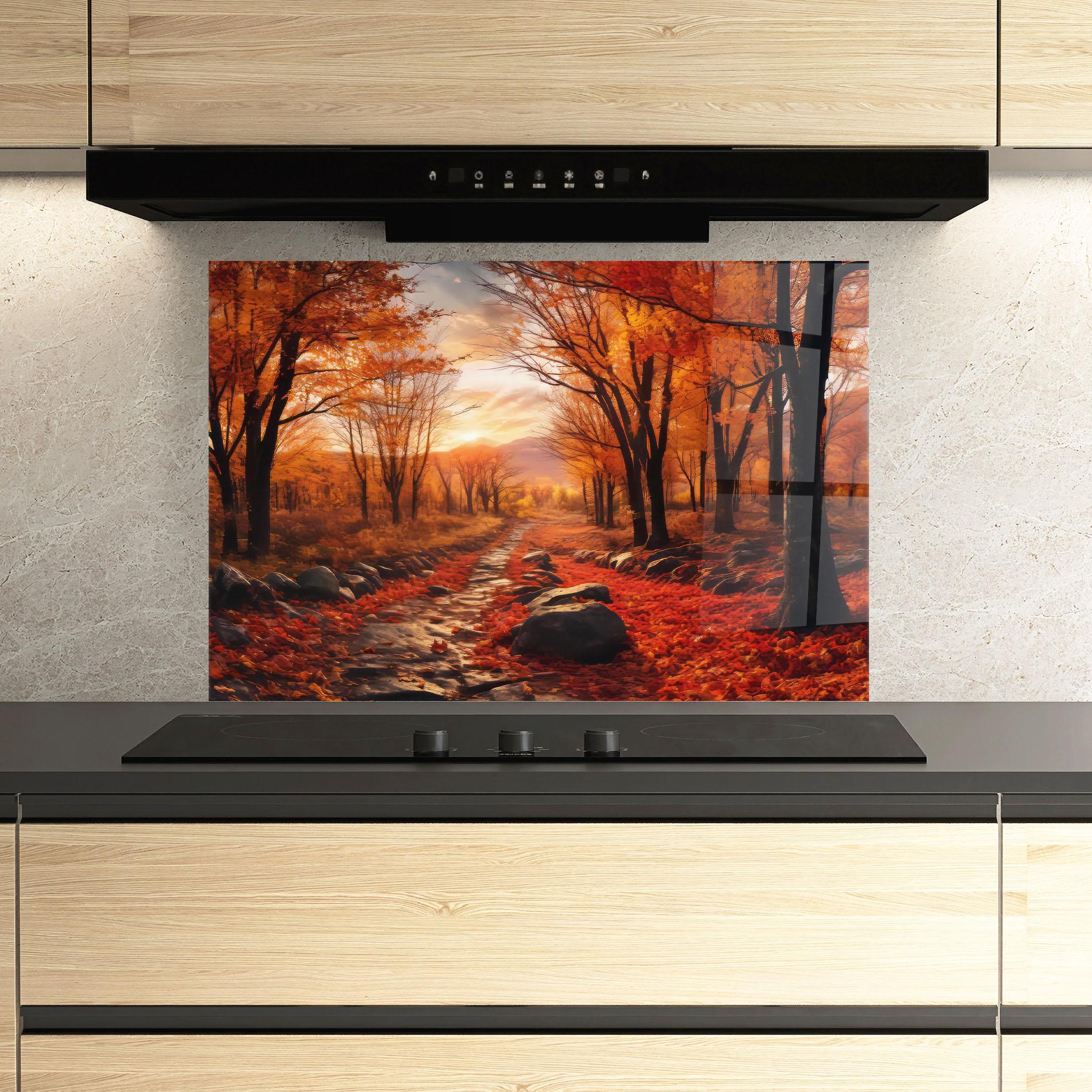 Panel Szklany do Kuchni Autumn Path mockup 3