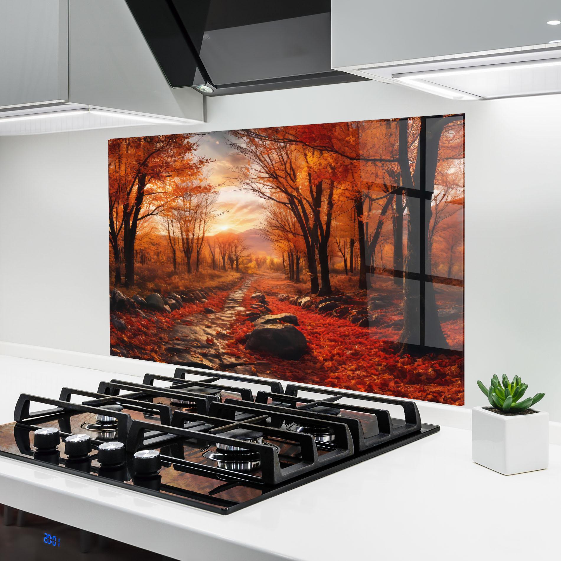 Panel Szklany do Kuchni Autumn Path mockup 6