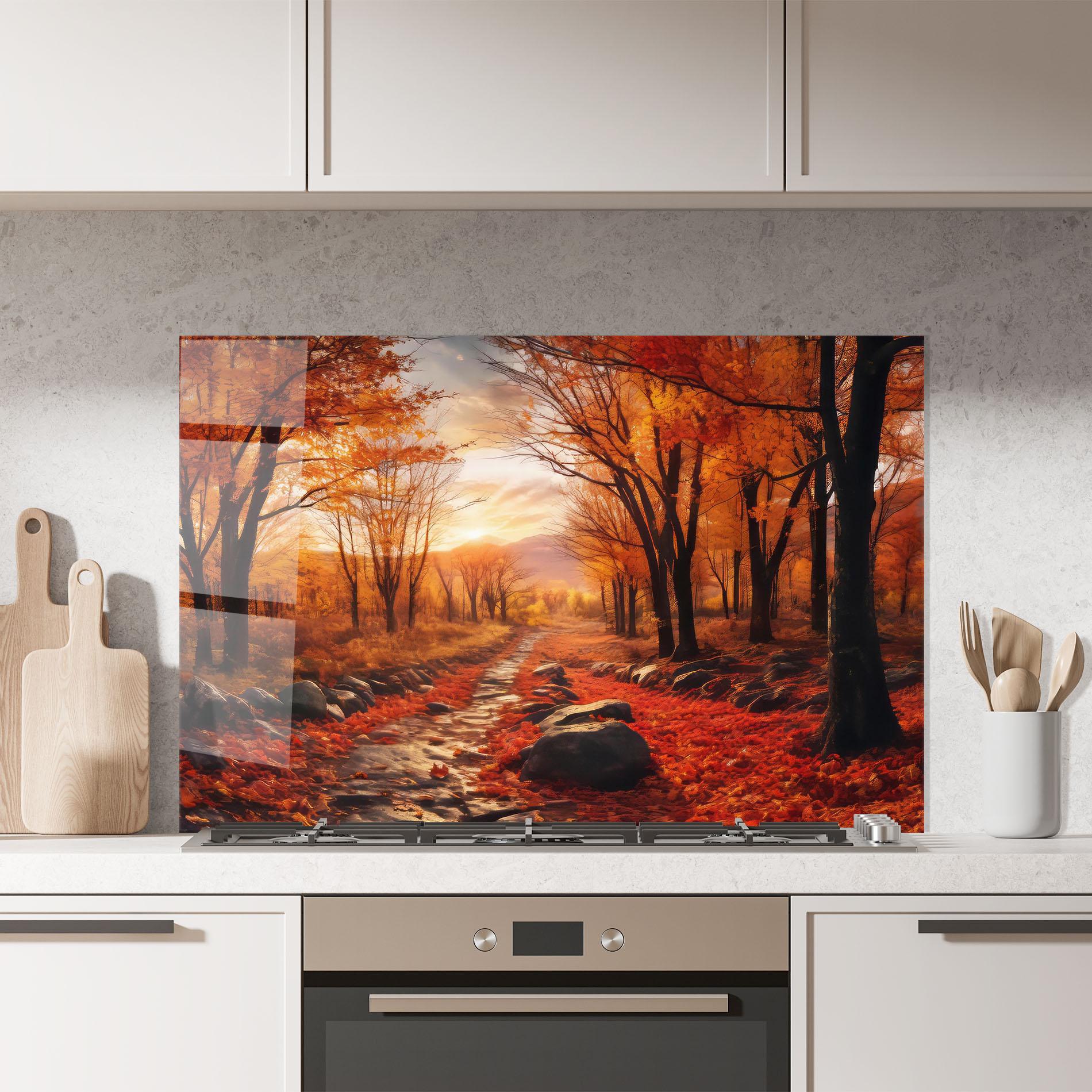 Panel Szklany do Kuchni Autumn Path mockup 7