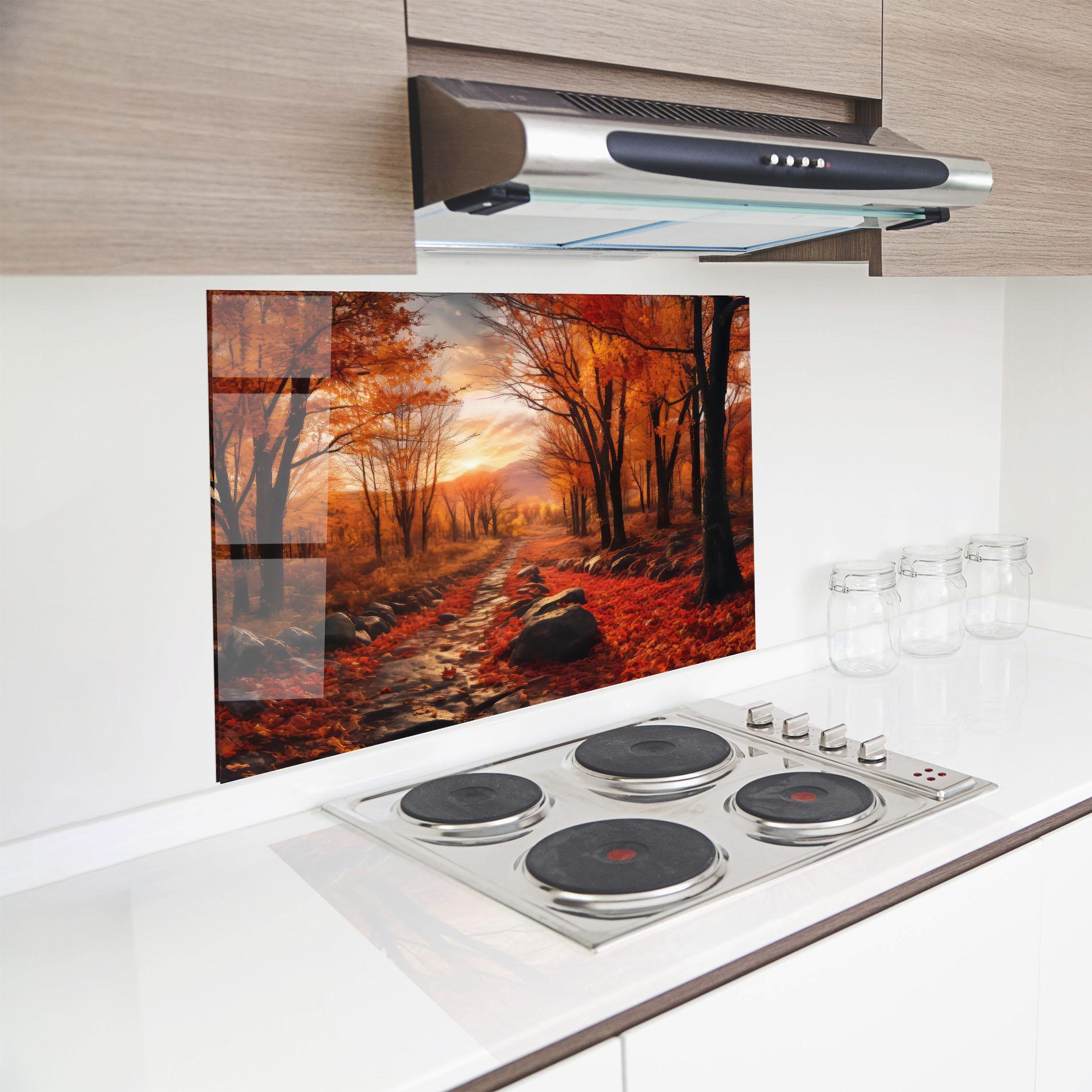 Panel Szklany do Kuchni Autumn Path mockup 8