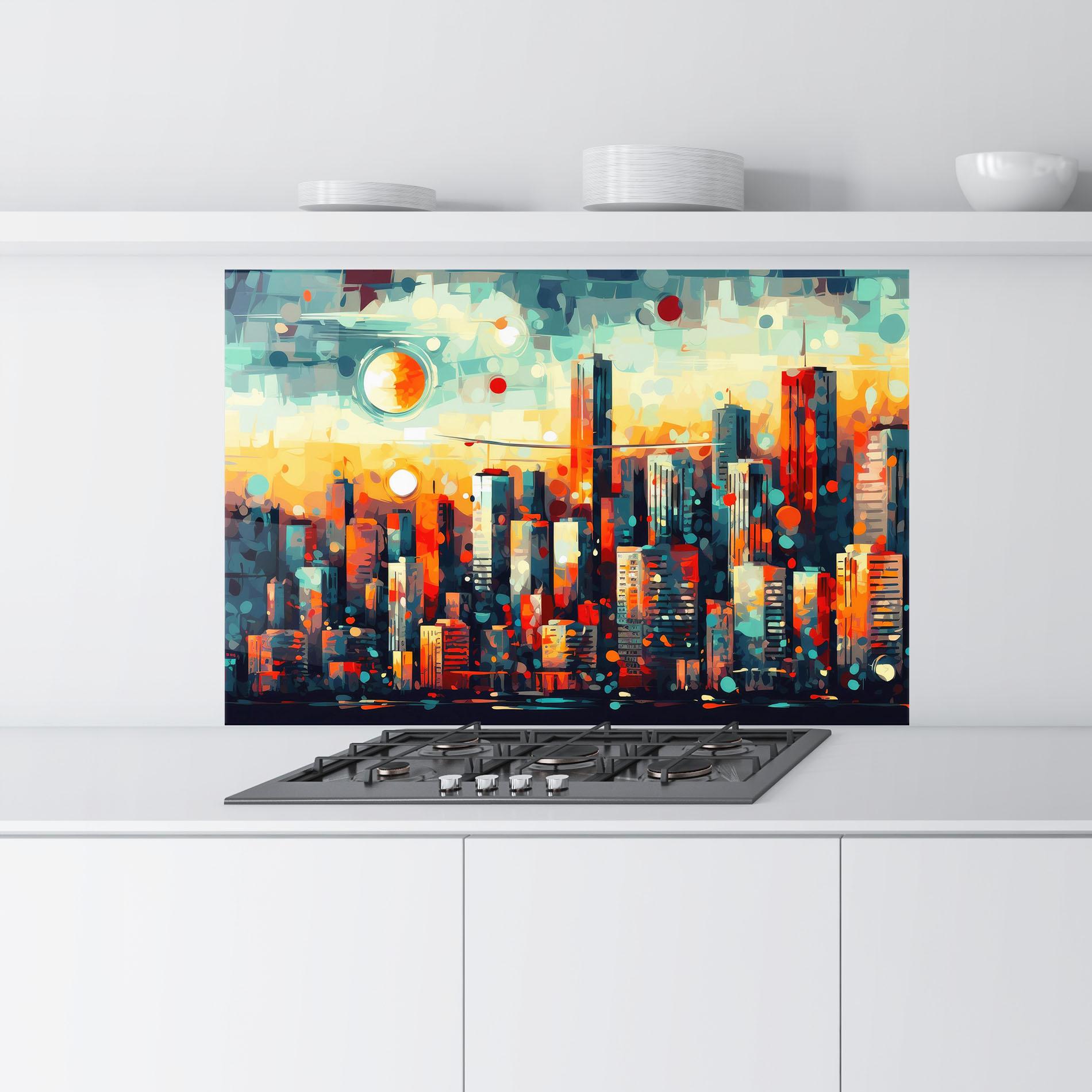 Panel Szklany do Kuchni Colorful City Painting mockup 9