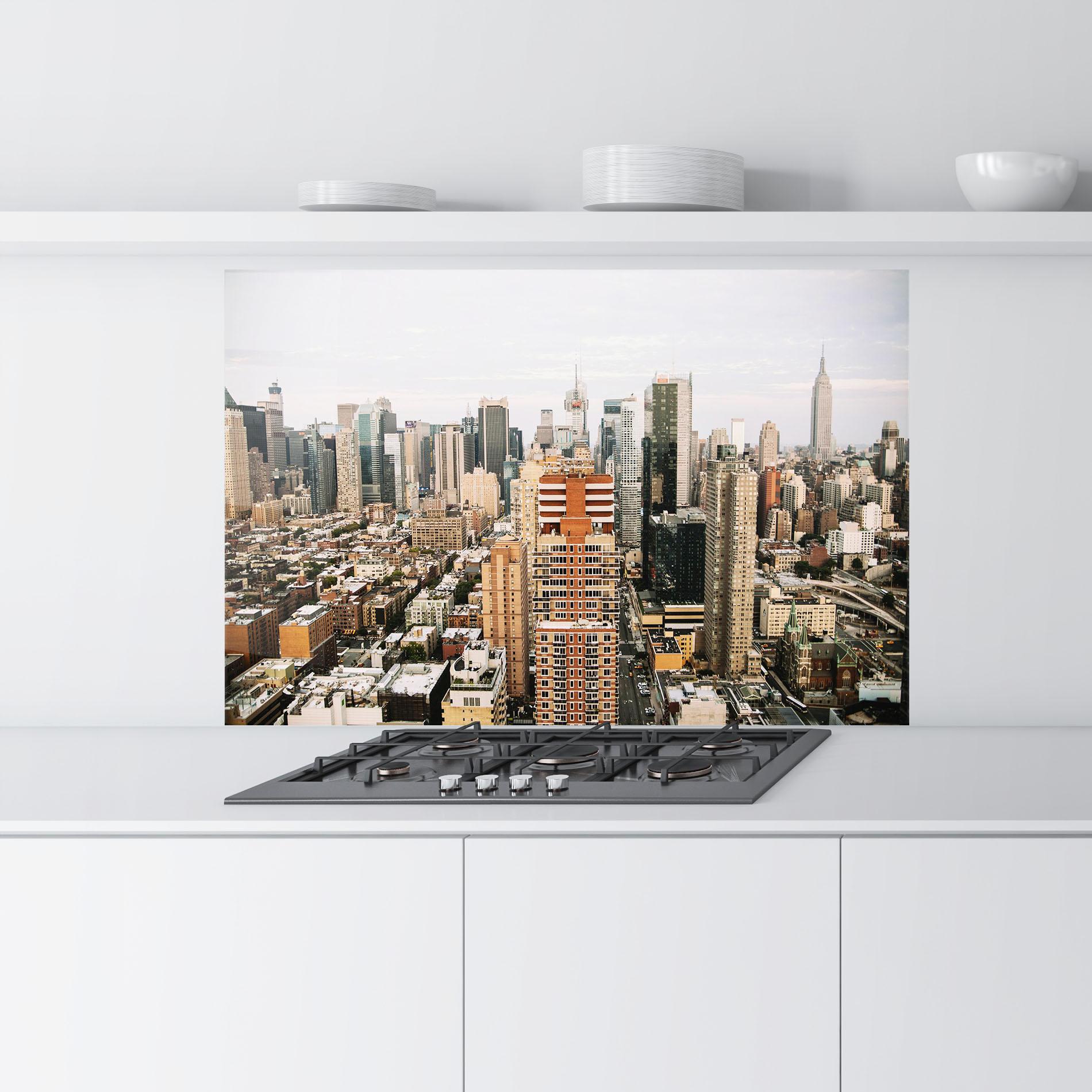 Panel Szklany do Kuchni Cream Orange Building mockup 9