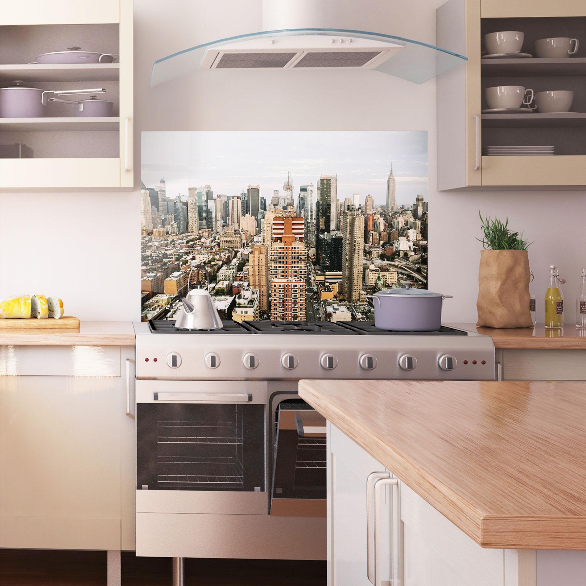 Panel Szklany do Kuchni Cream Orange Building mockup 1